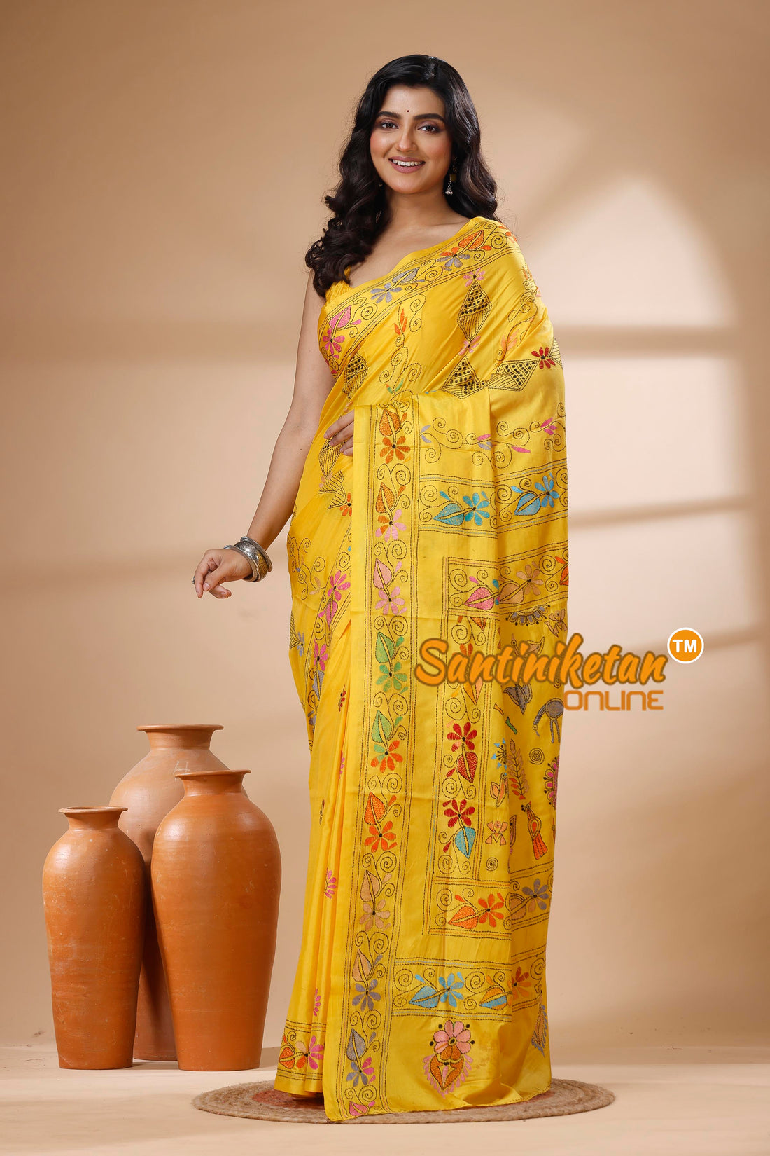 Bangalore Silk Kantha Stitch Saree SN202625897
