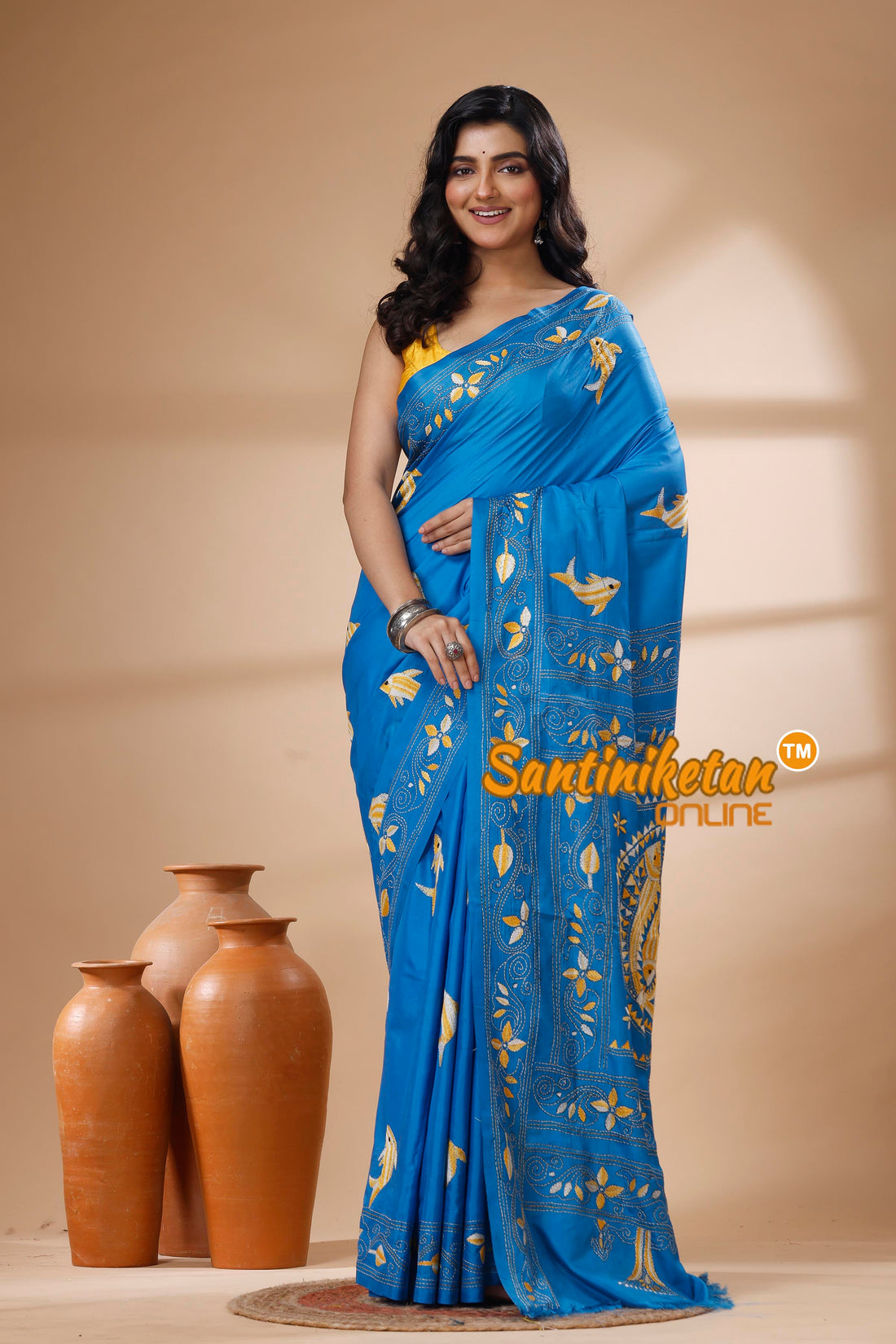 Bangalore Silk Kantha Stitch Saree SN202625909