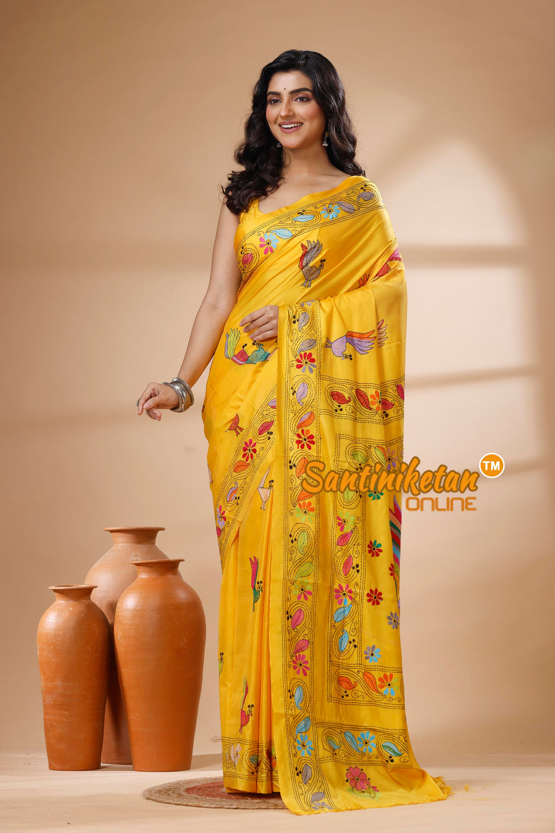 Bangalore Silk Kantha Stitch Saree SN202625959