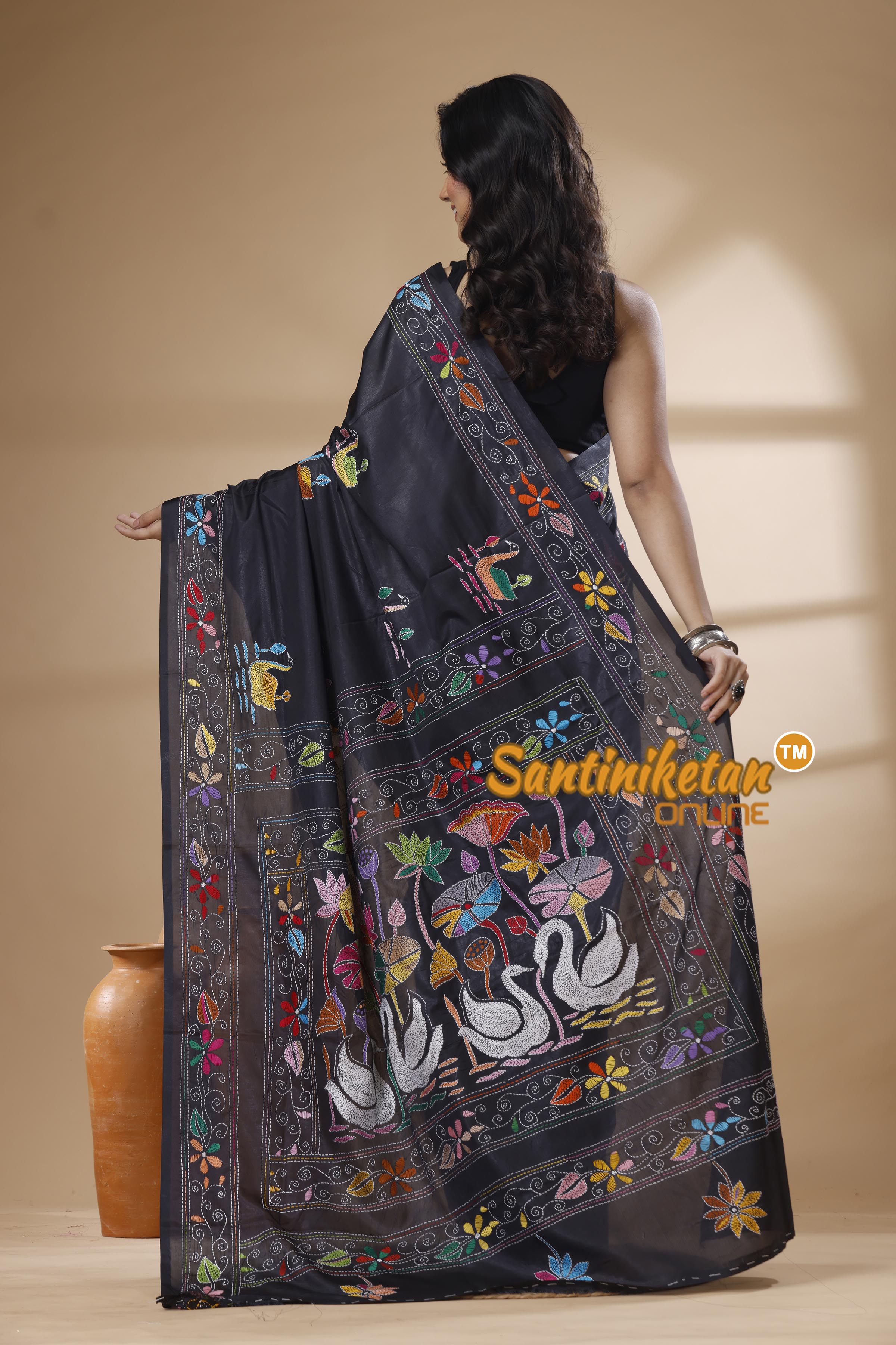 Bangalore Silk Kantha Stitch Saree SN202625983