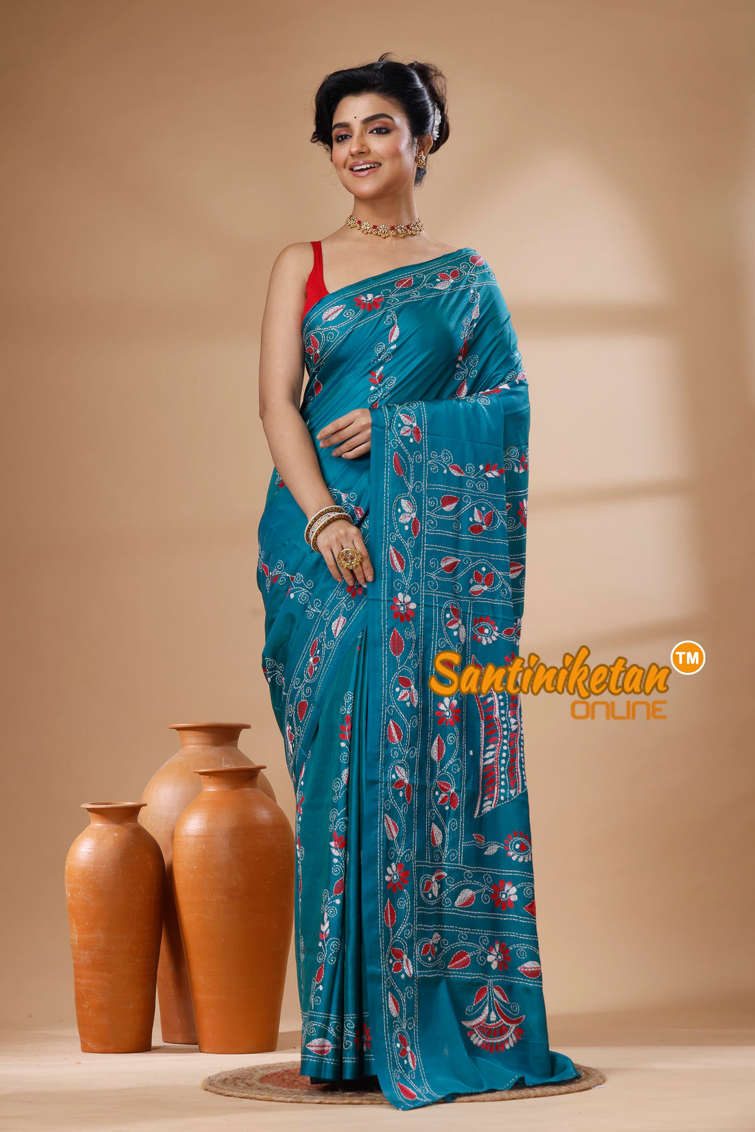 Bangalore Silk Kantha Stitch Saree SN202626018