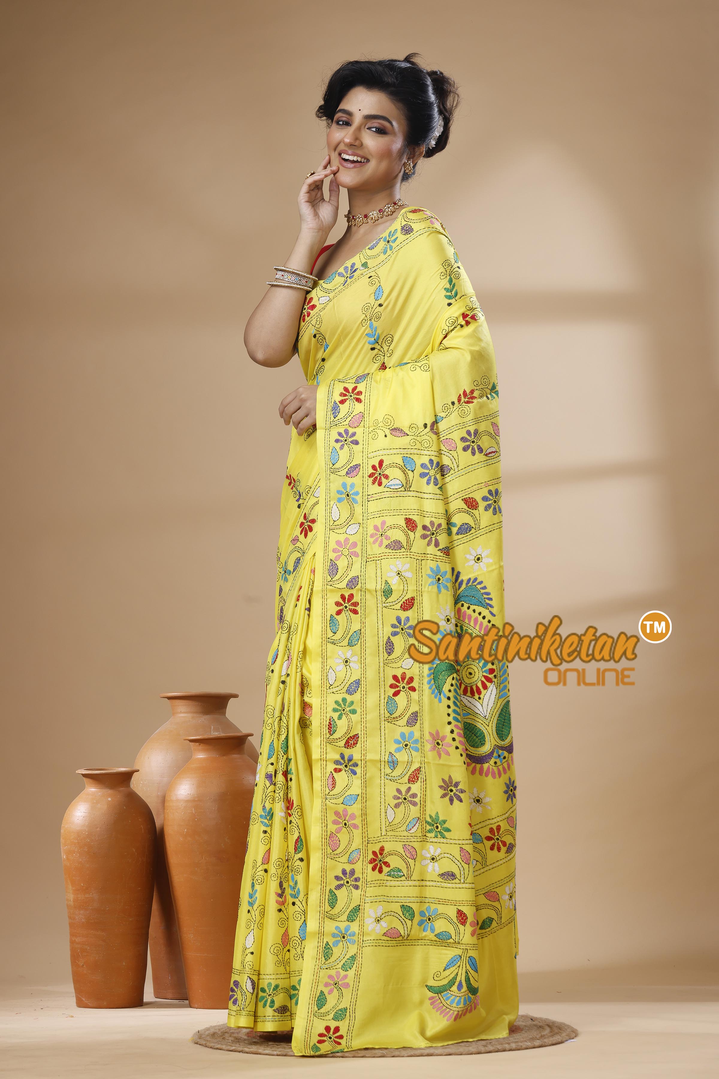 Bangalore Silk Kantha Stitch Saree SN202626036