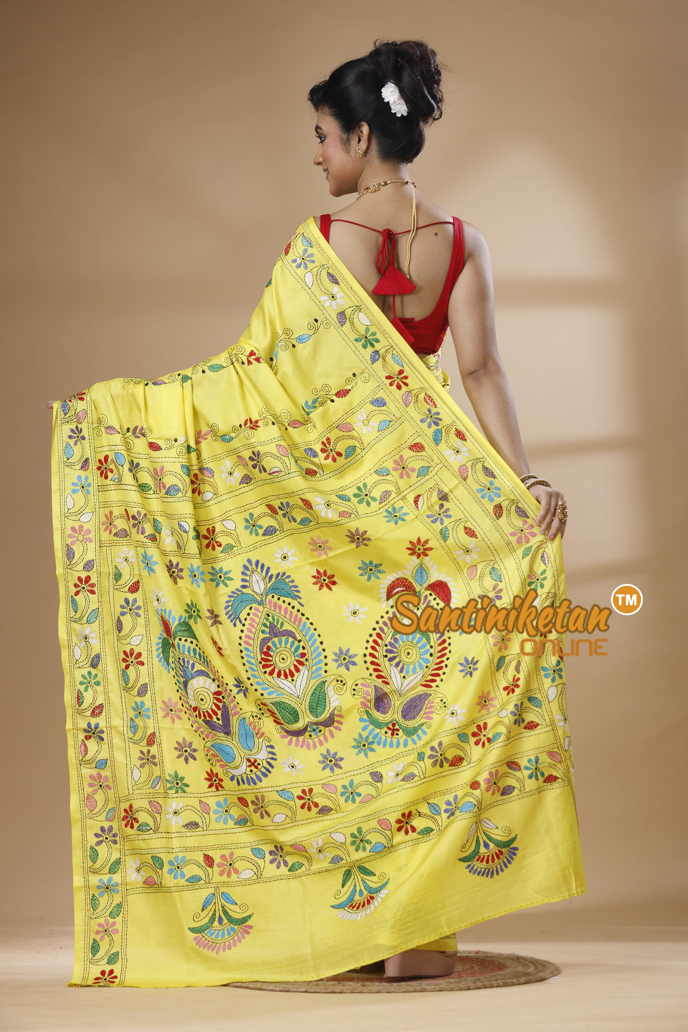 Bangalore Silk Kantha Stitch Saree SN202626036