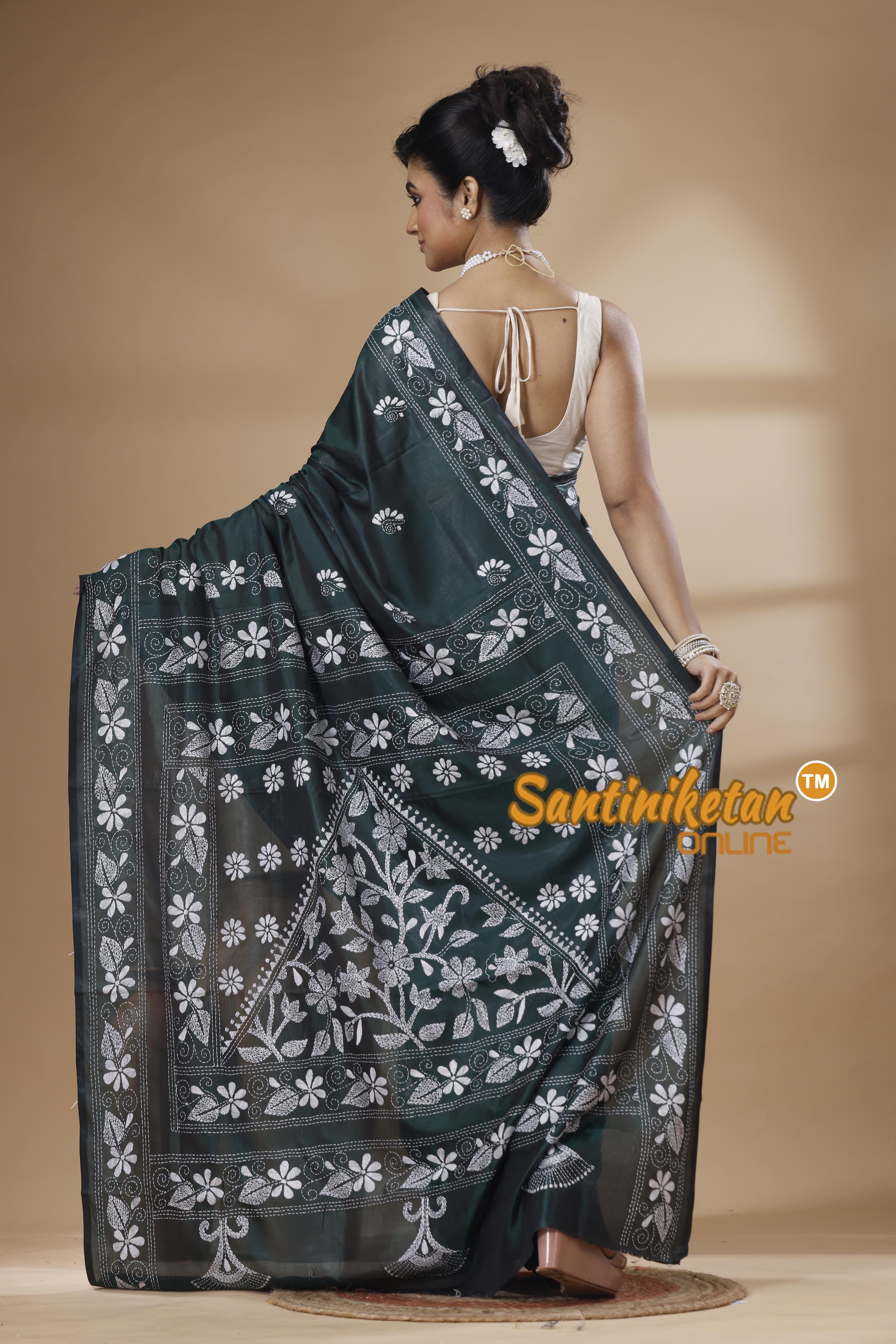 Bangalore Silk Kantha Stitch Saree SN202626048