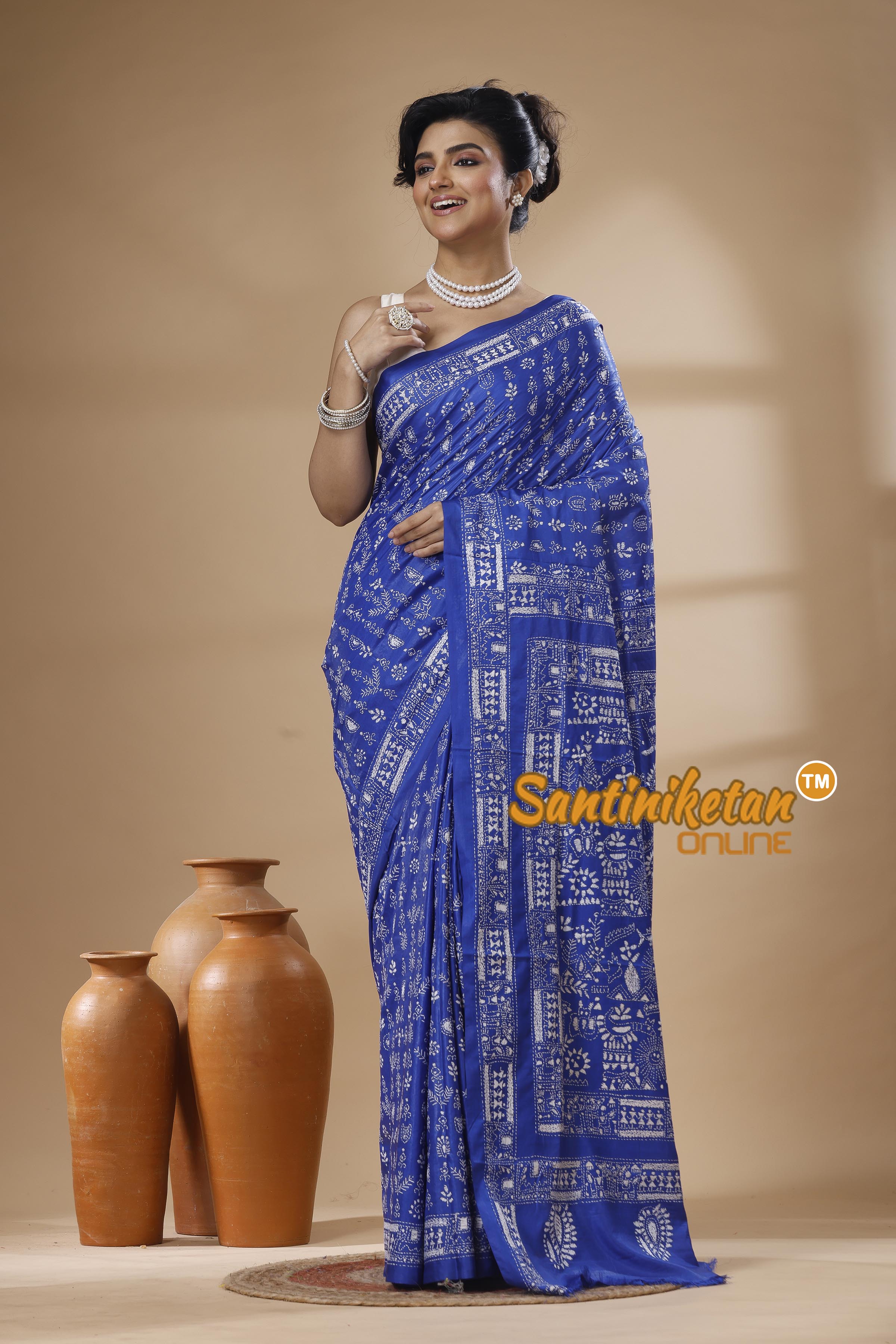 Bangalore Silk Kantha Stitch Saree SN202626060