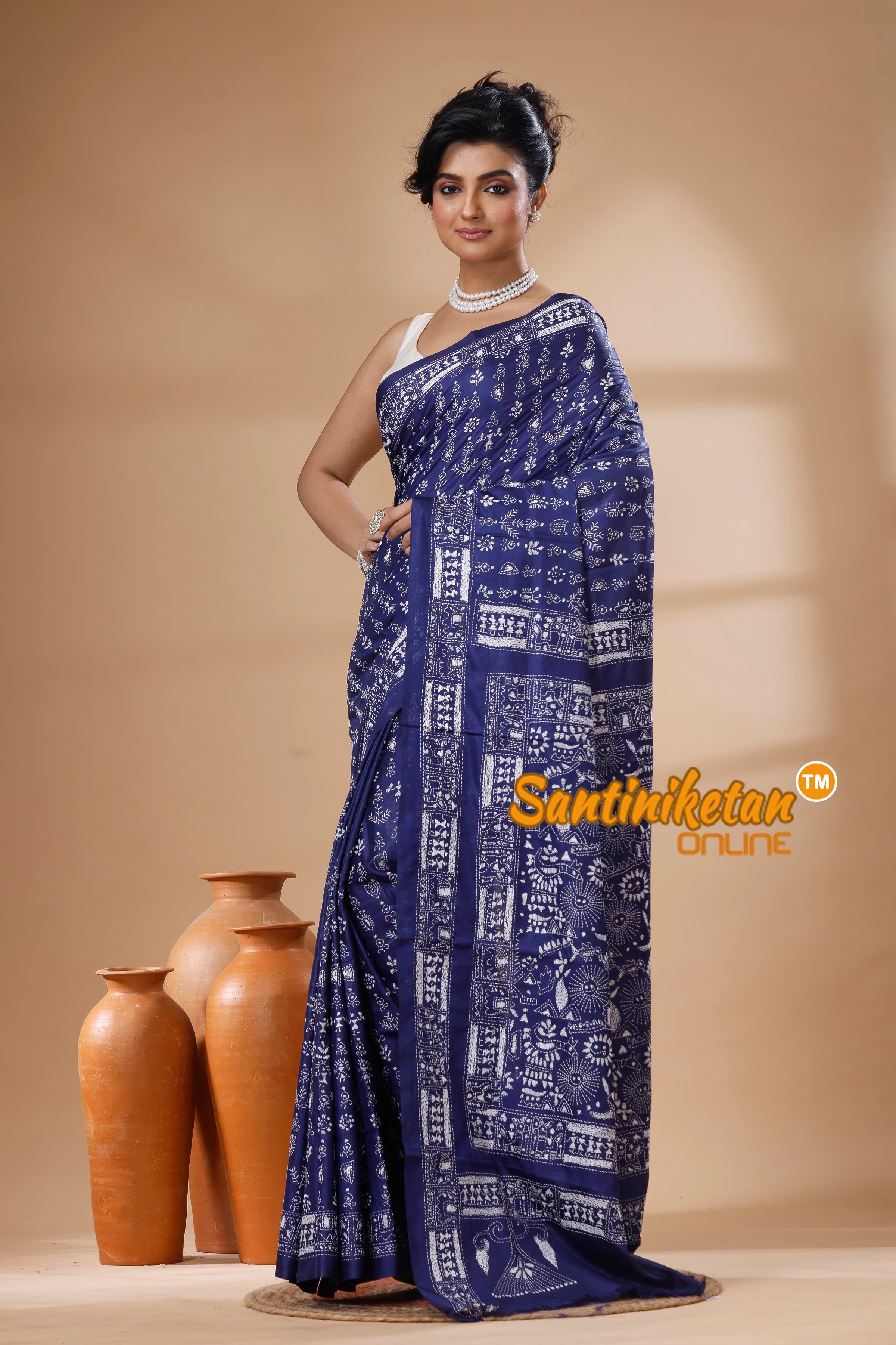 Bangalore Silk Kantha Stitch Saree SN202626072