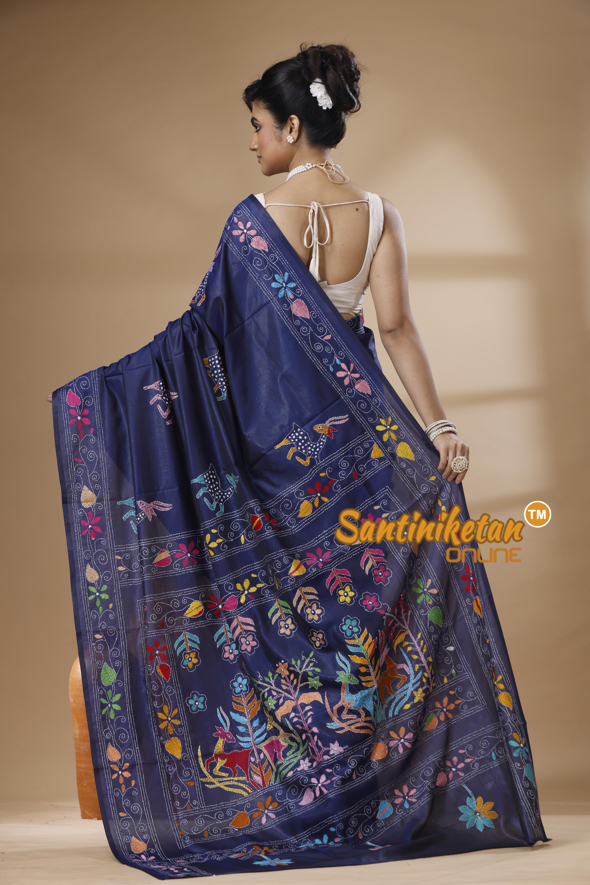 Bangalore Silk Kantha Stitch Saree SN202626078