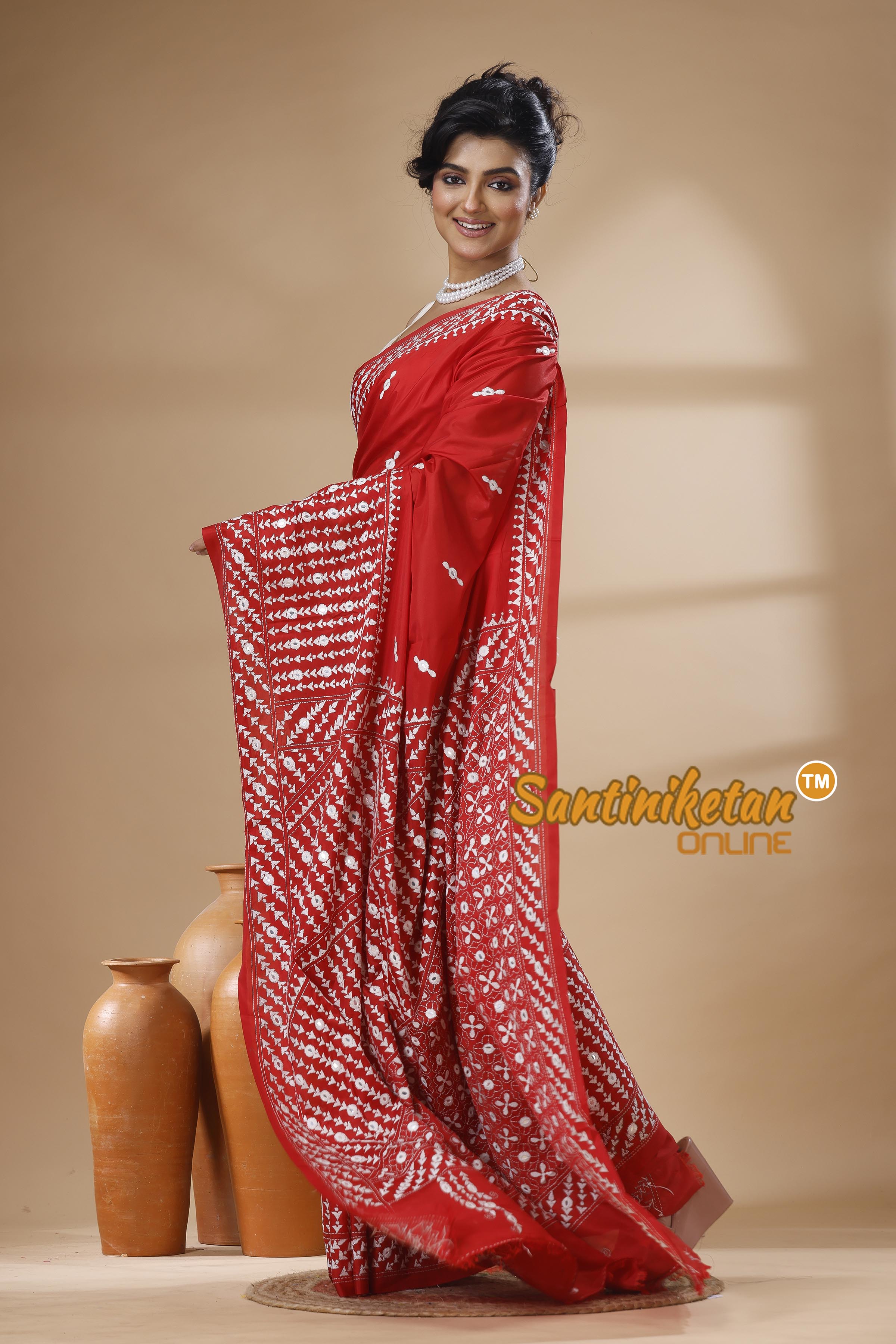 Bangalore Silk Kantha Stitch Saree SN202626084