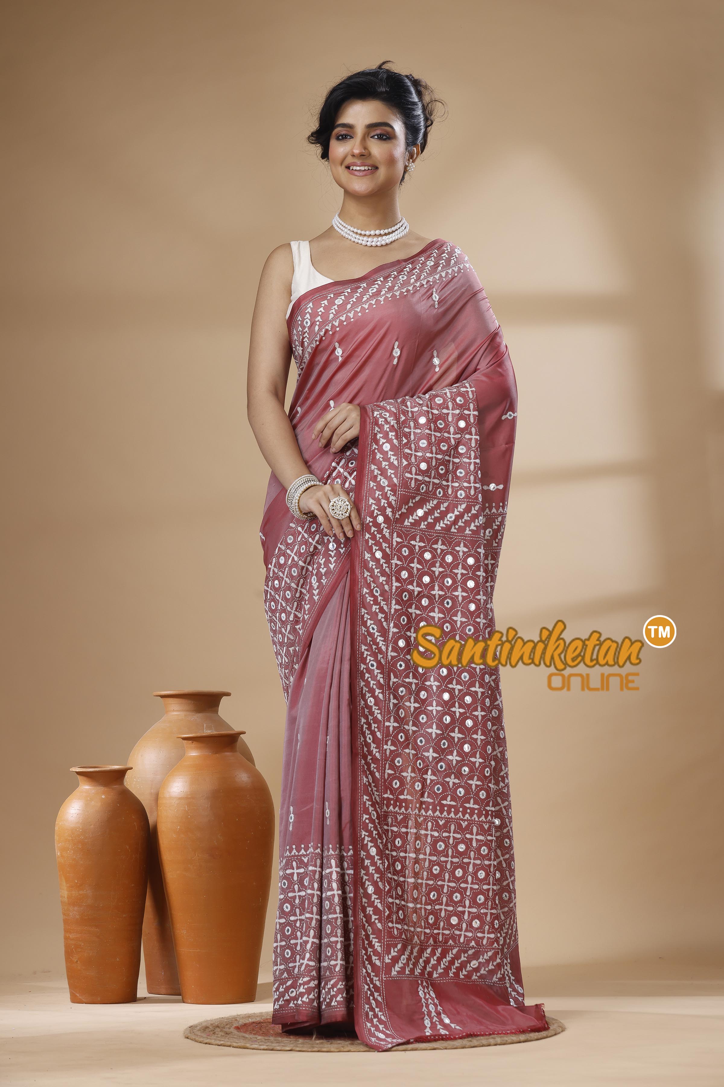 Bangalore Silk Kantha Stitch Saree SN202626168