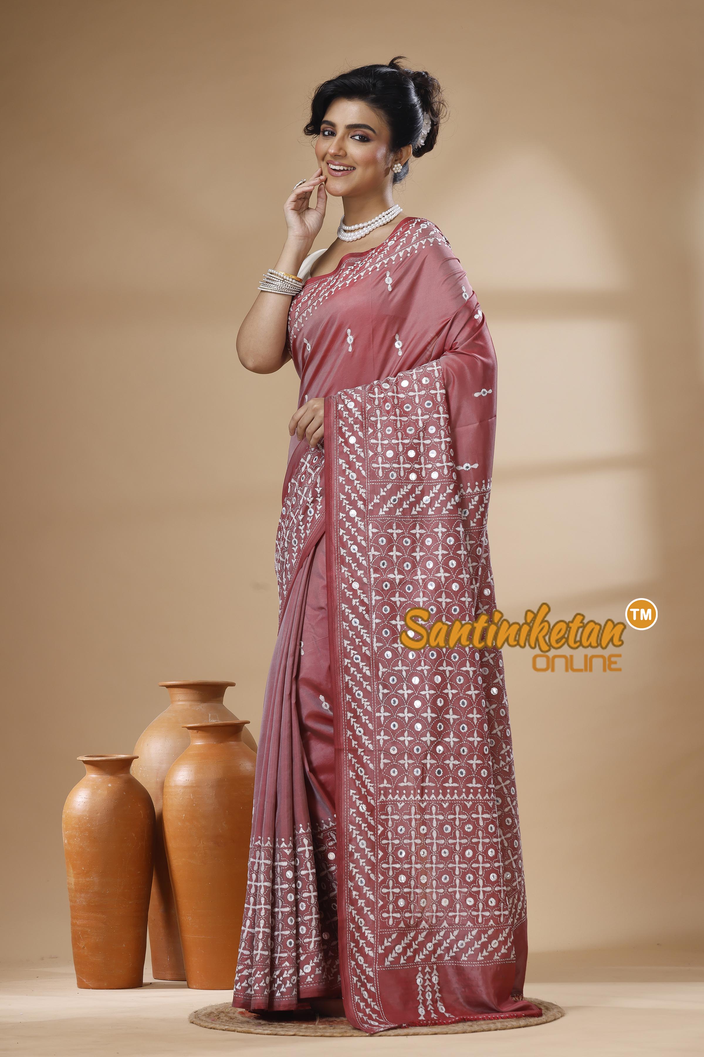 Bangalore Silk Kantha Stitch Saree SN202626168
