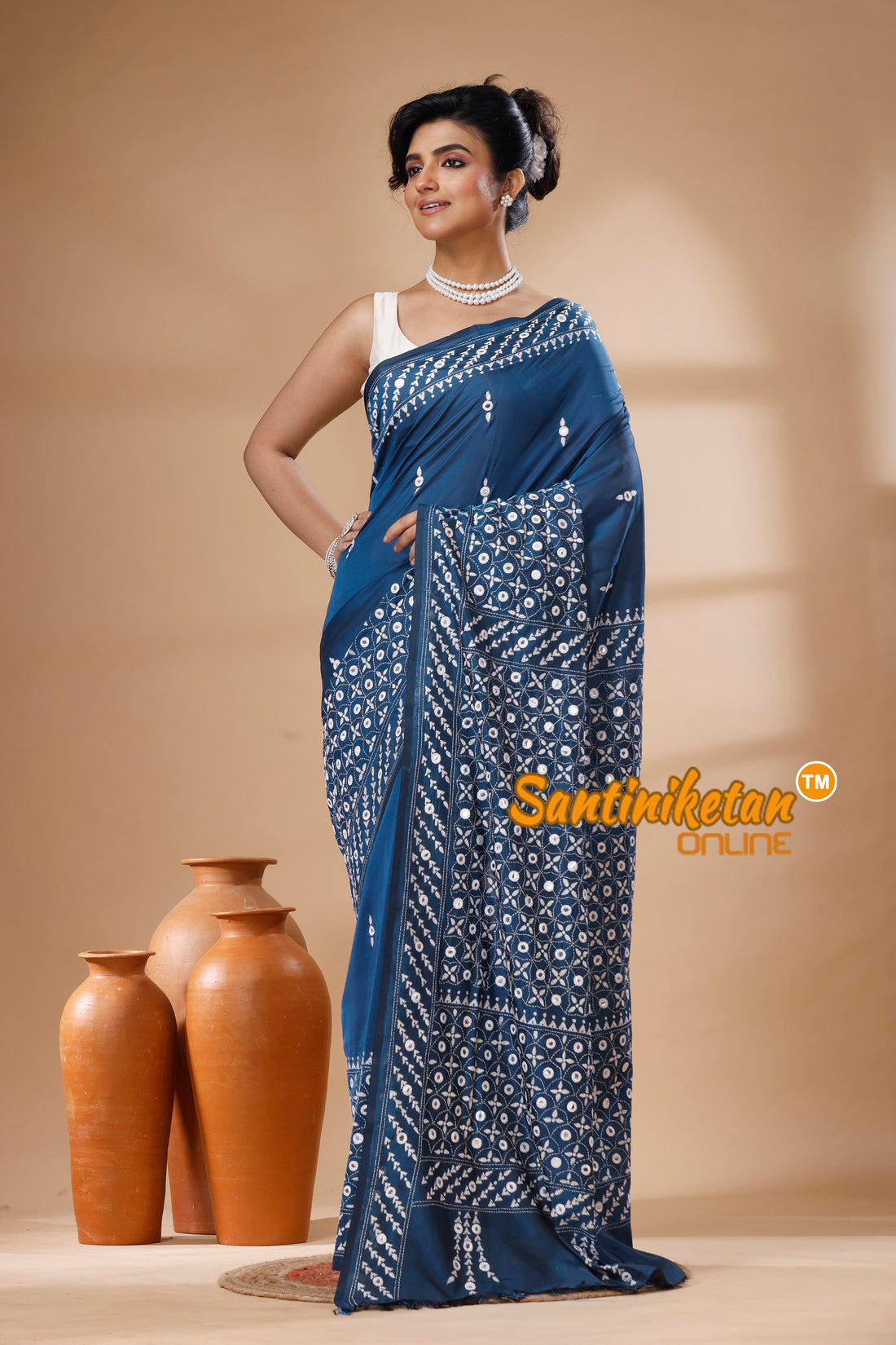 Bangalore Silk Kantha Stitch Saree SN202626198