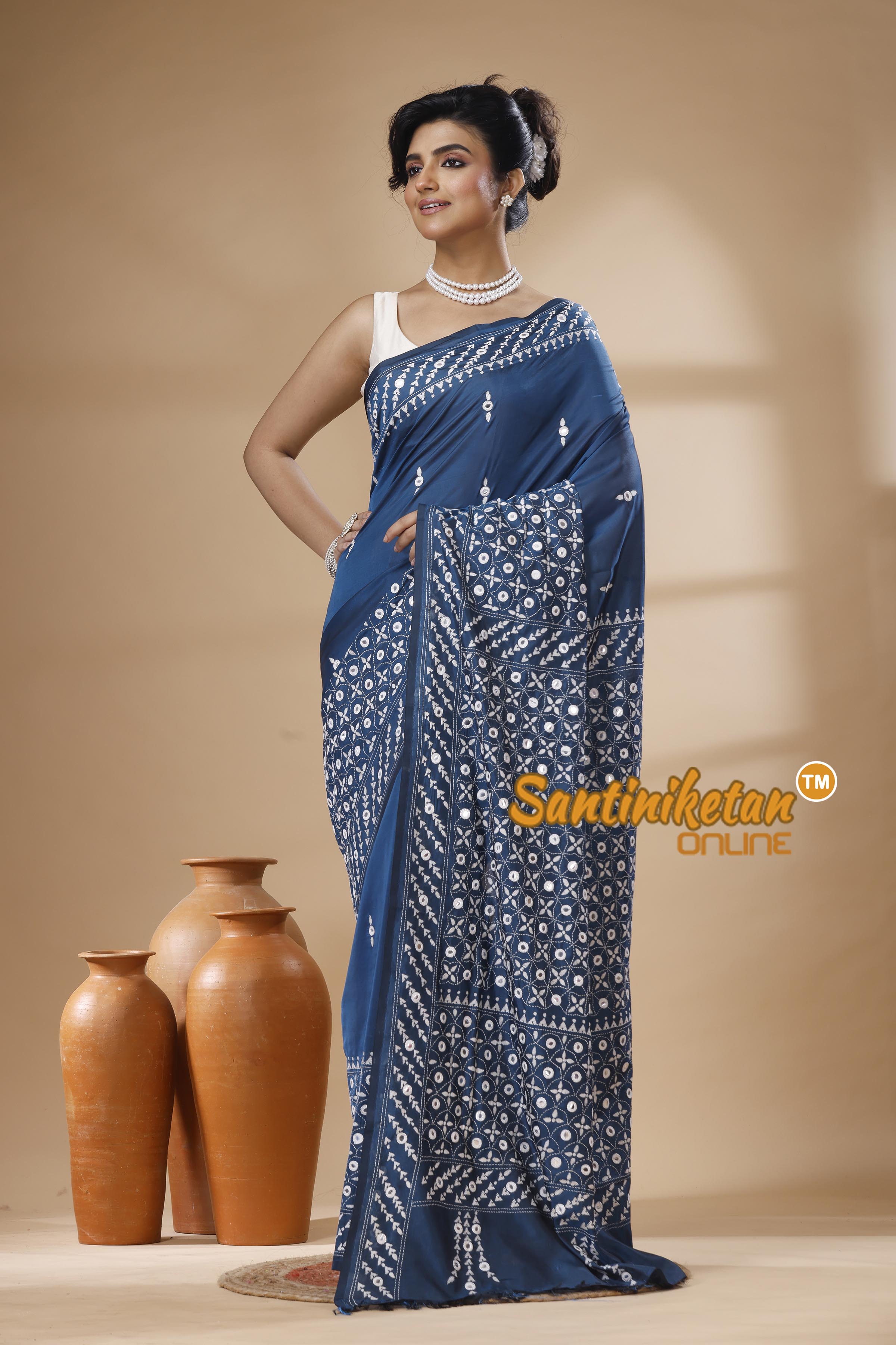 Bangalore Silk Kantha Stitch Saree SN202626198