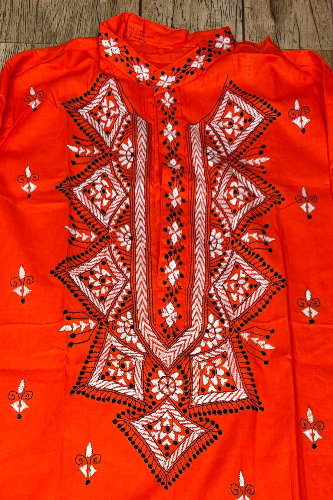 Red Pure Cotton with Kantha Work (Hand Embroidery) Panjabi