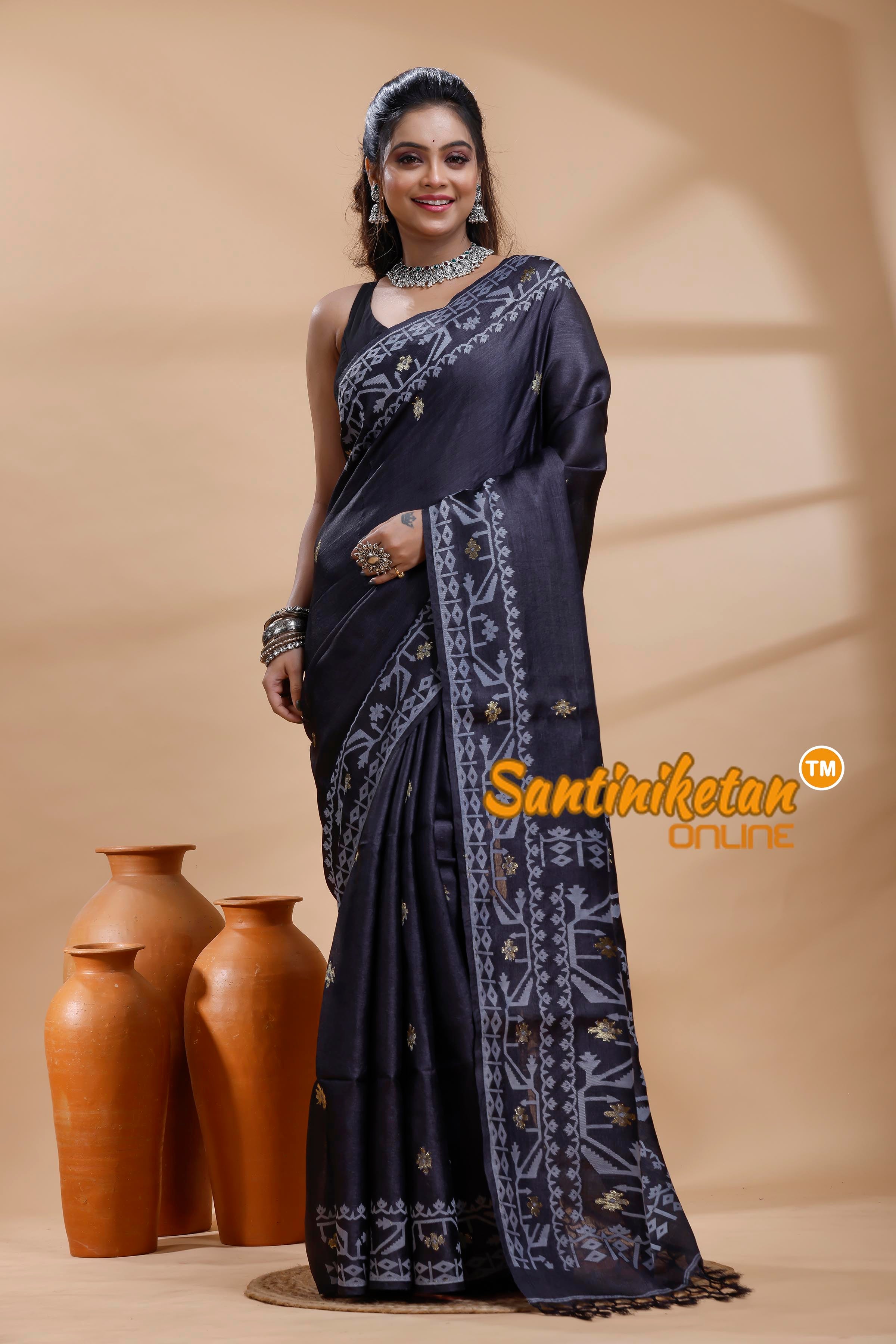 Pure Tussar Jamdani Saree