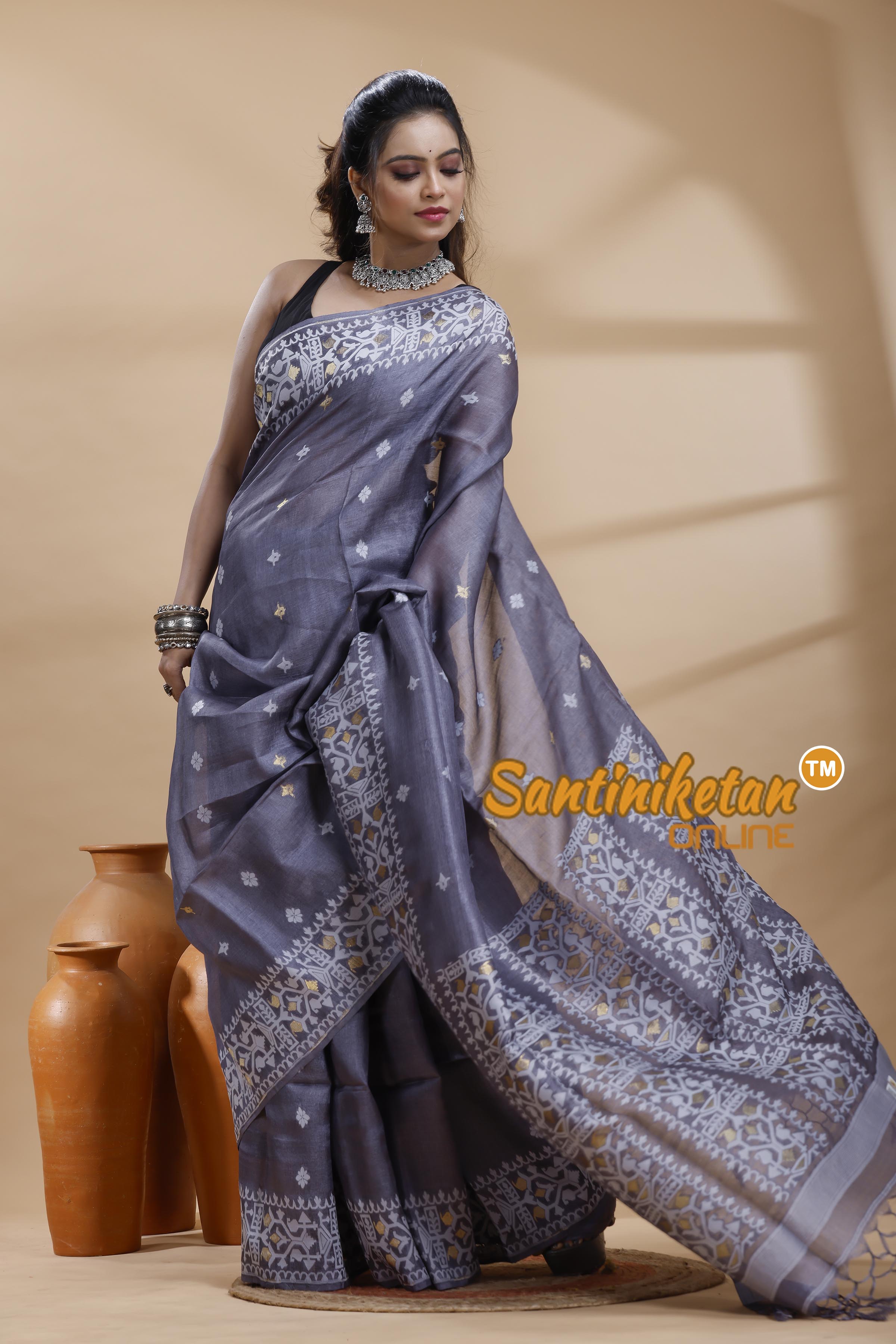 Pure Tussar Jamdani Saree