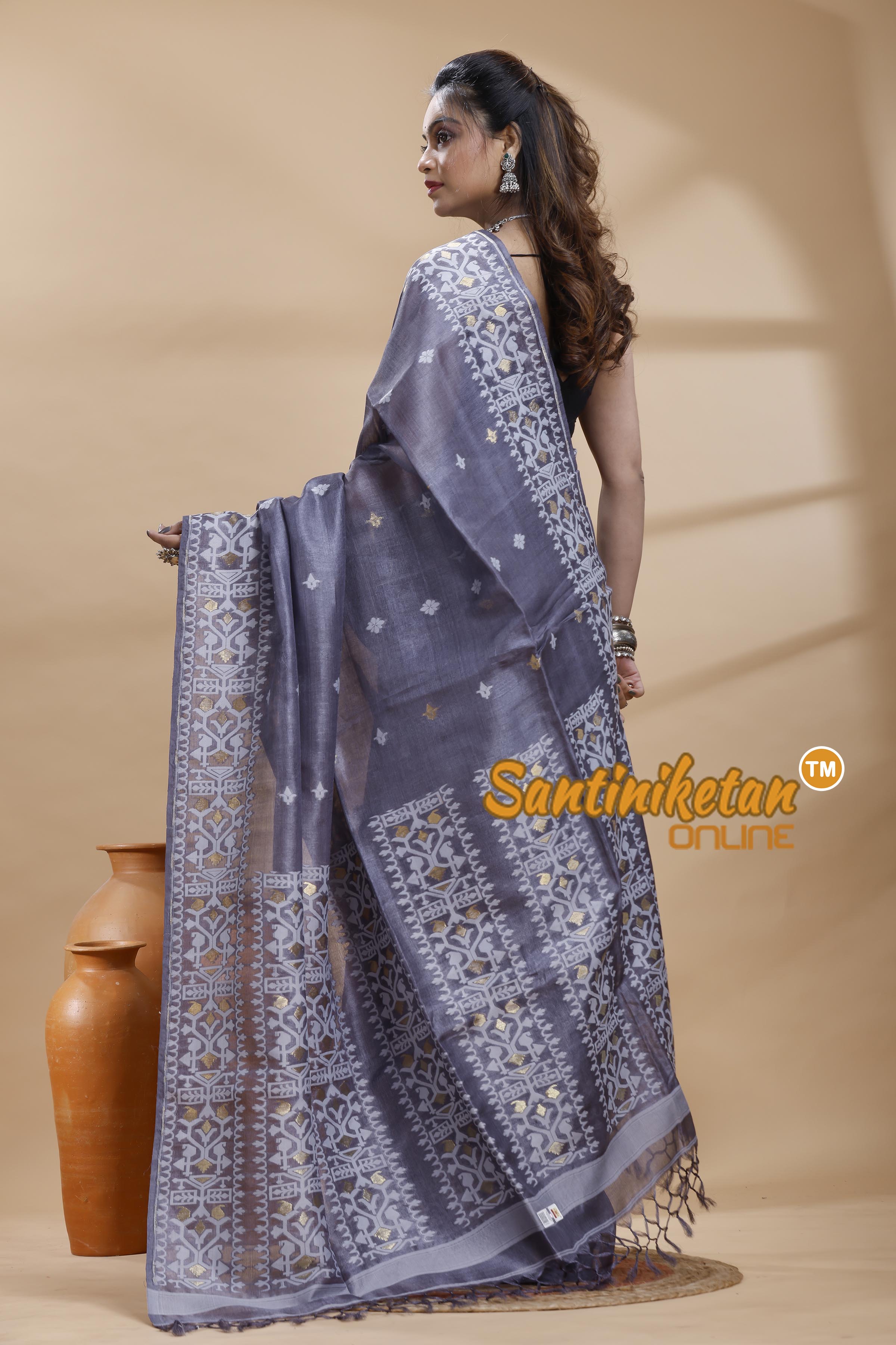 Pure Tussar Jamdani Saree