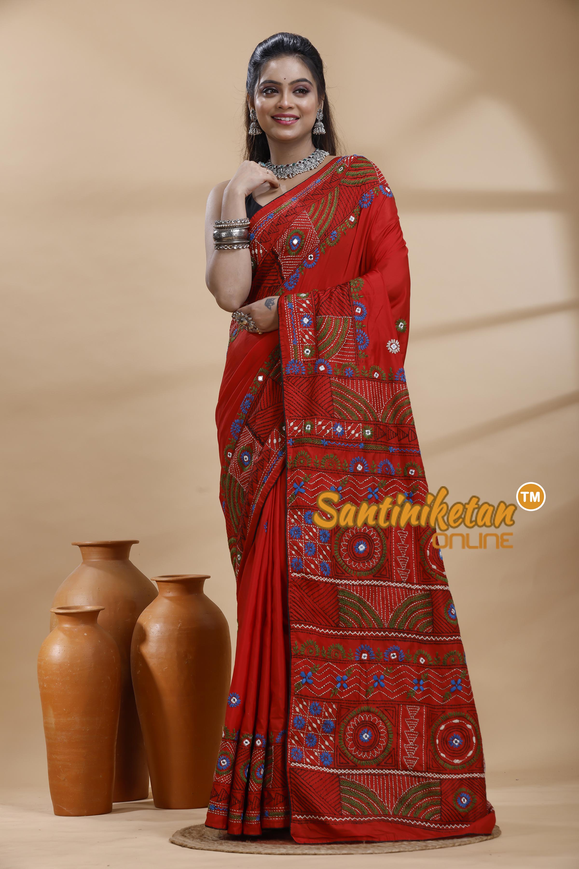 Bangalore Silk Lambani Stitch Saree