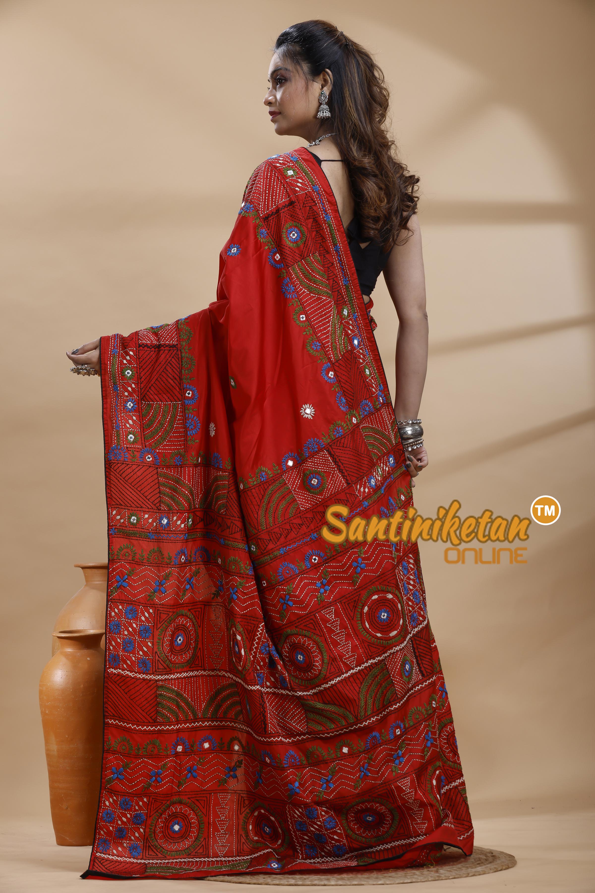 Bangalore Silk Lambani Stitch Saree