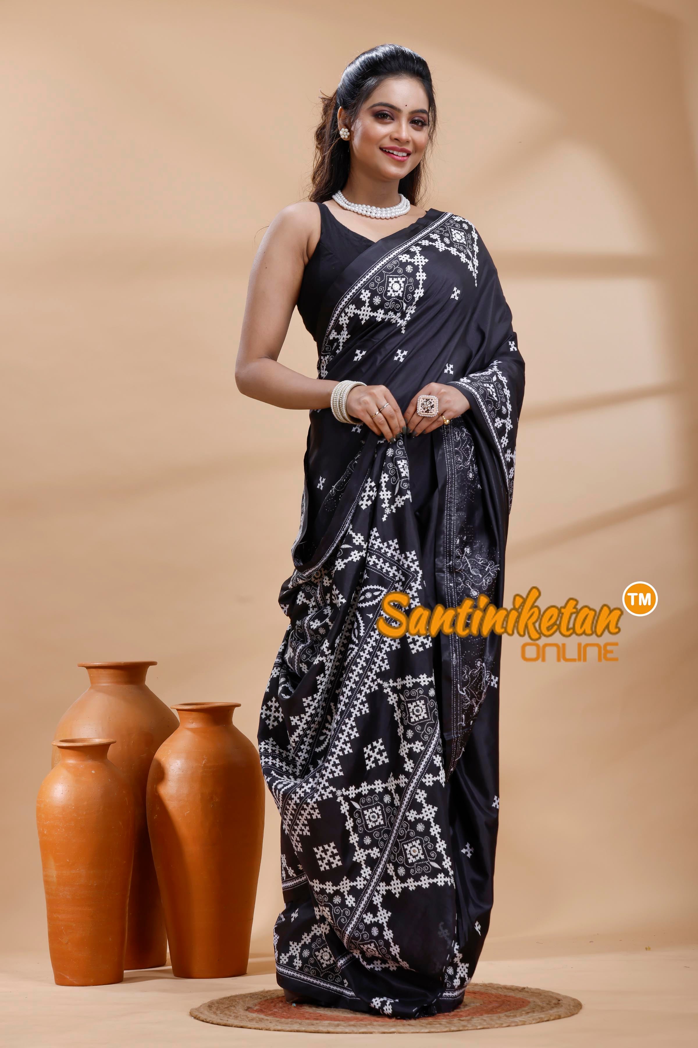 Bangalore Silk Gujrati Stitch Saree