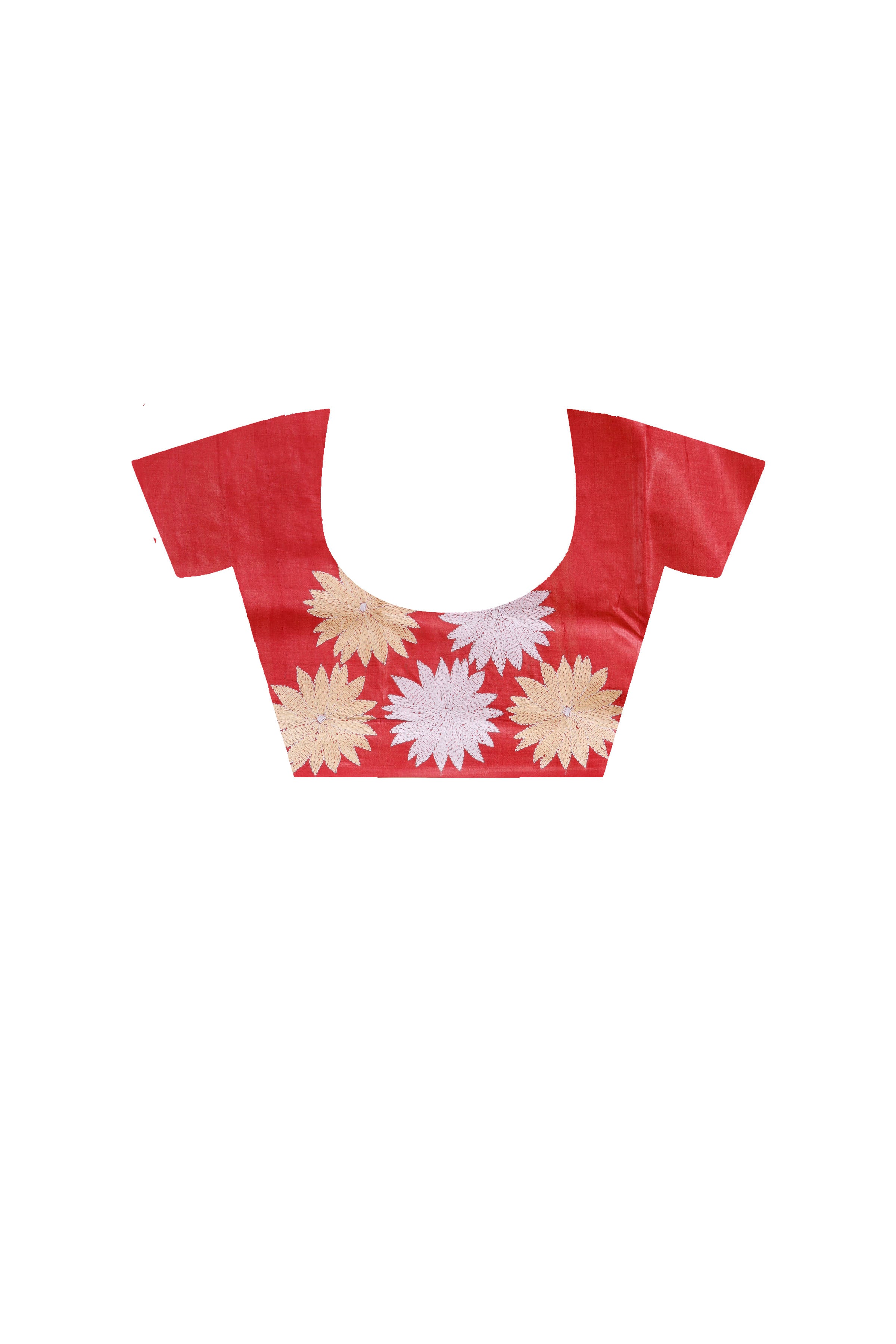 Dye Pure Gachi Tussar Silk Kantha Stitch Saree