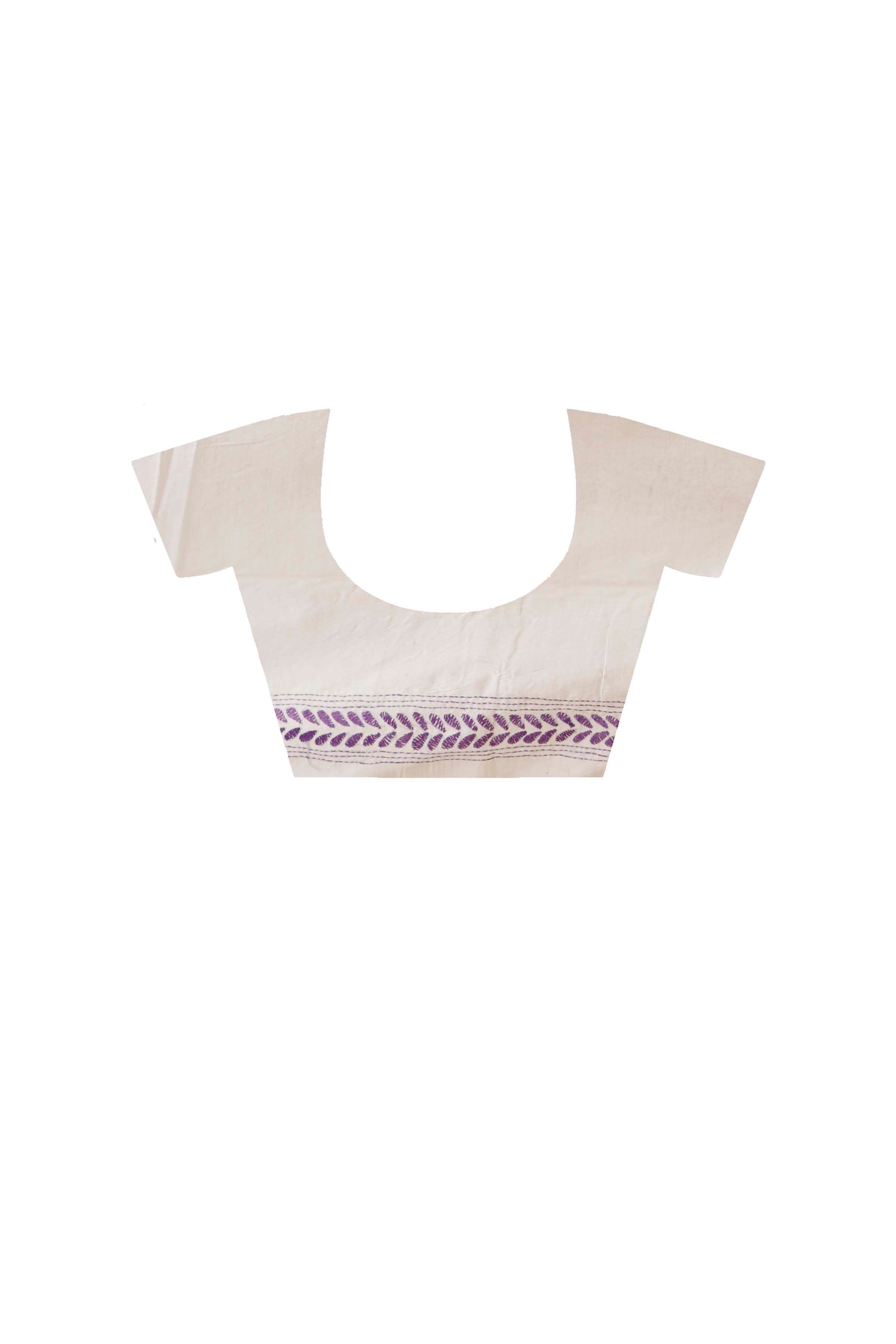 Tussar Silk Kantha Stitch Saree