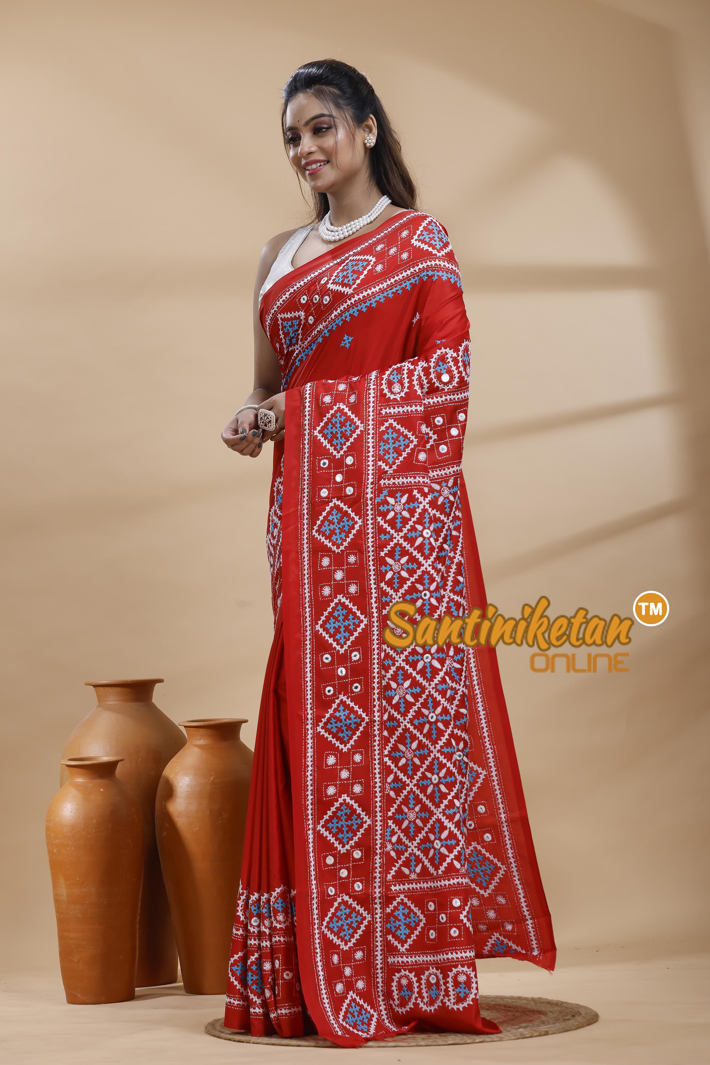 Bangalore Silk Gujrati Stitch Saree