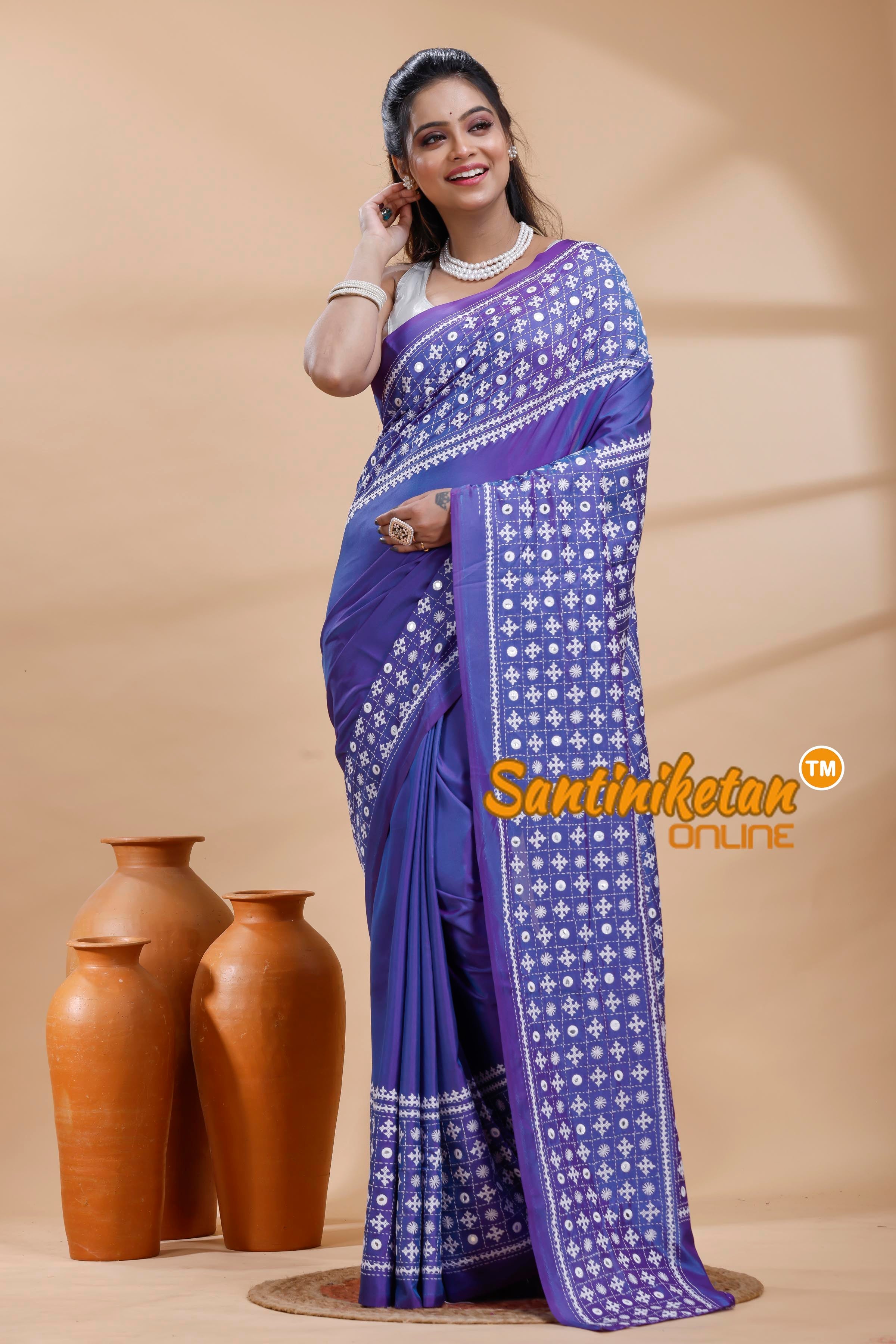 Bangalore Silk Gujrati Stitch Saree