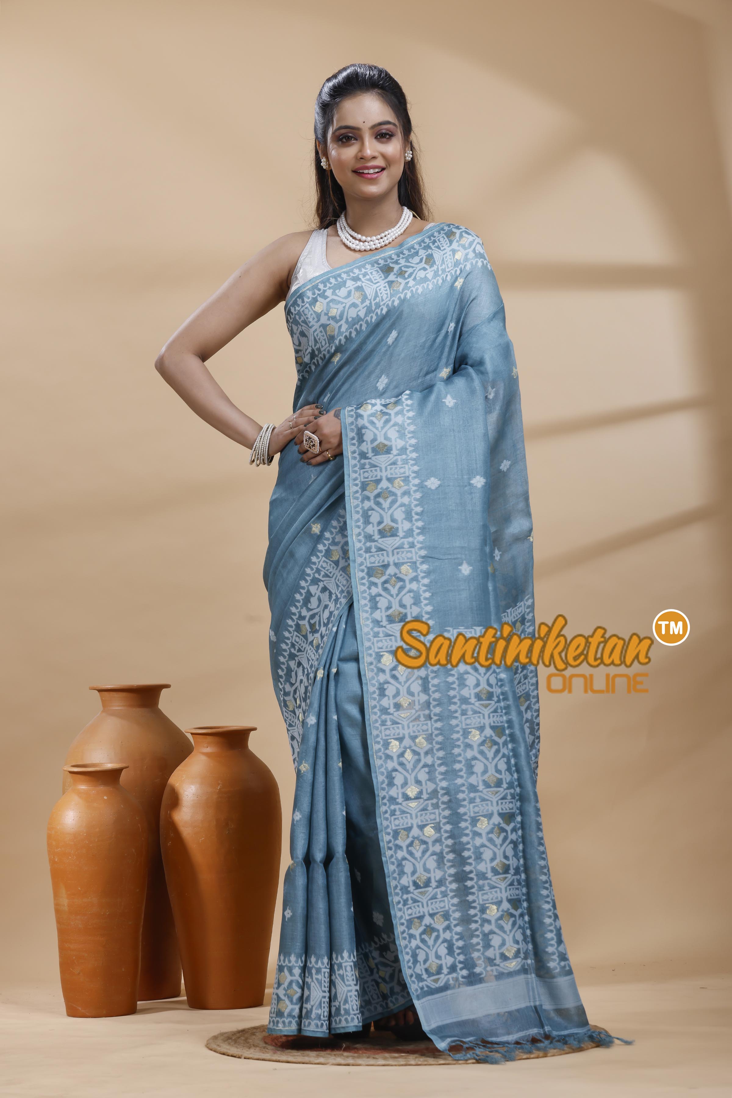 Pure Tussar Jamdani Saree