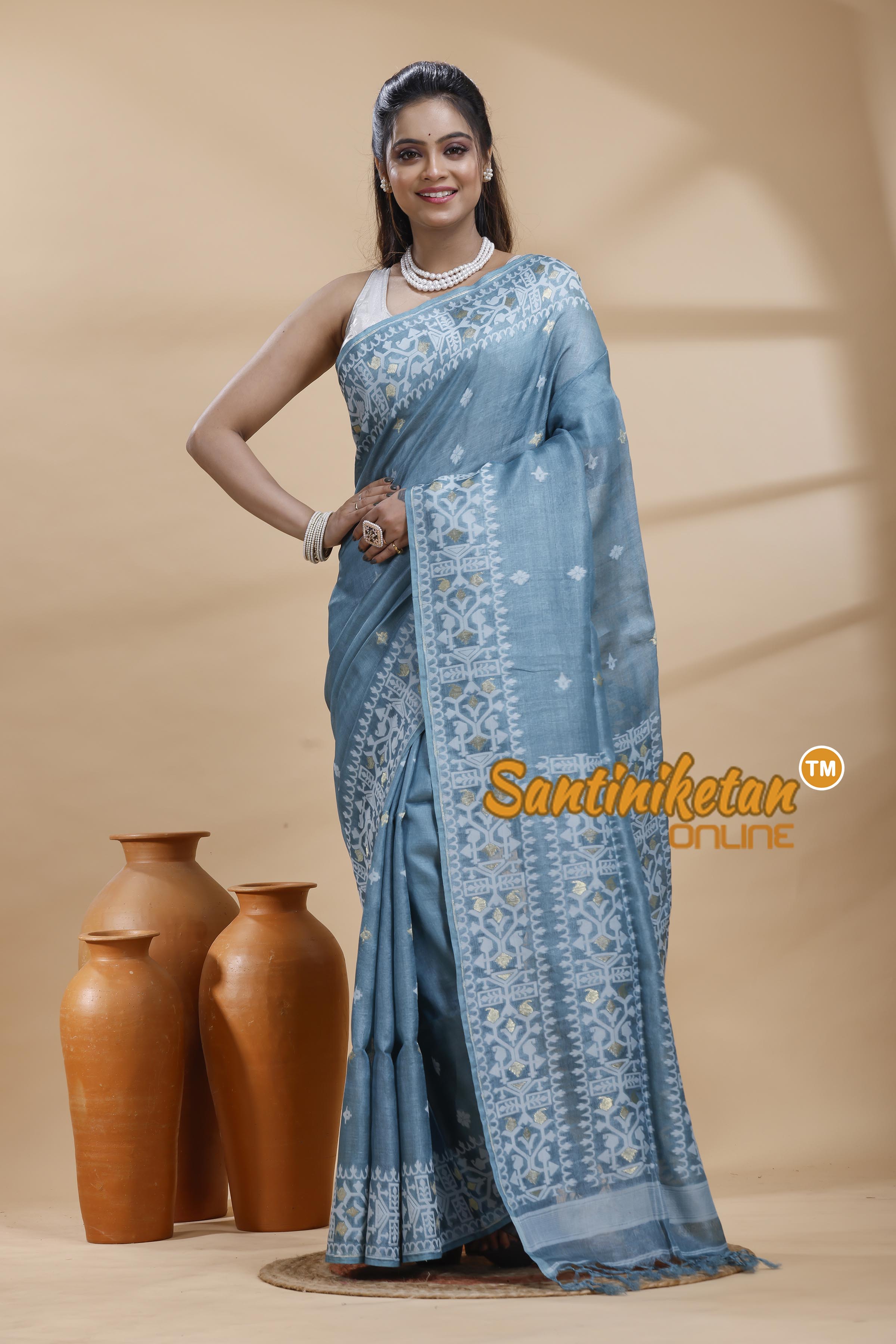 Pure Tussar Jamdani Saree