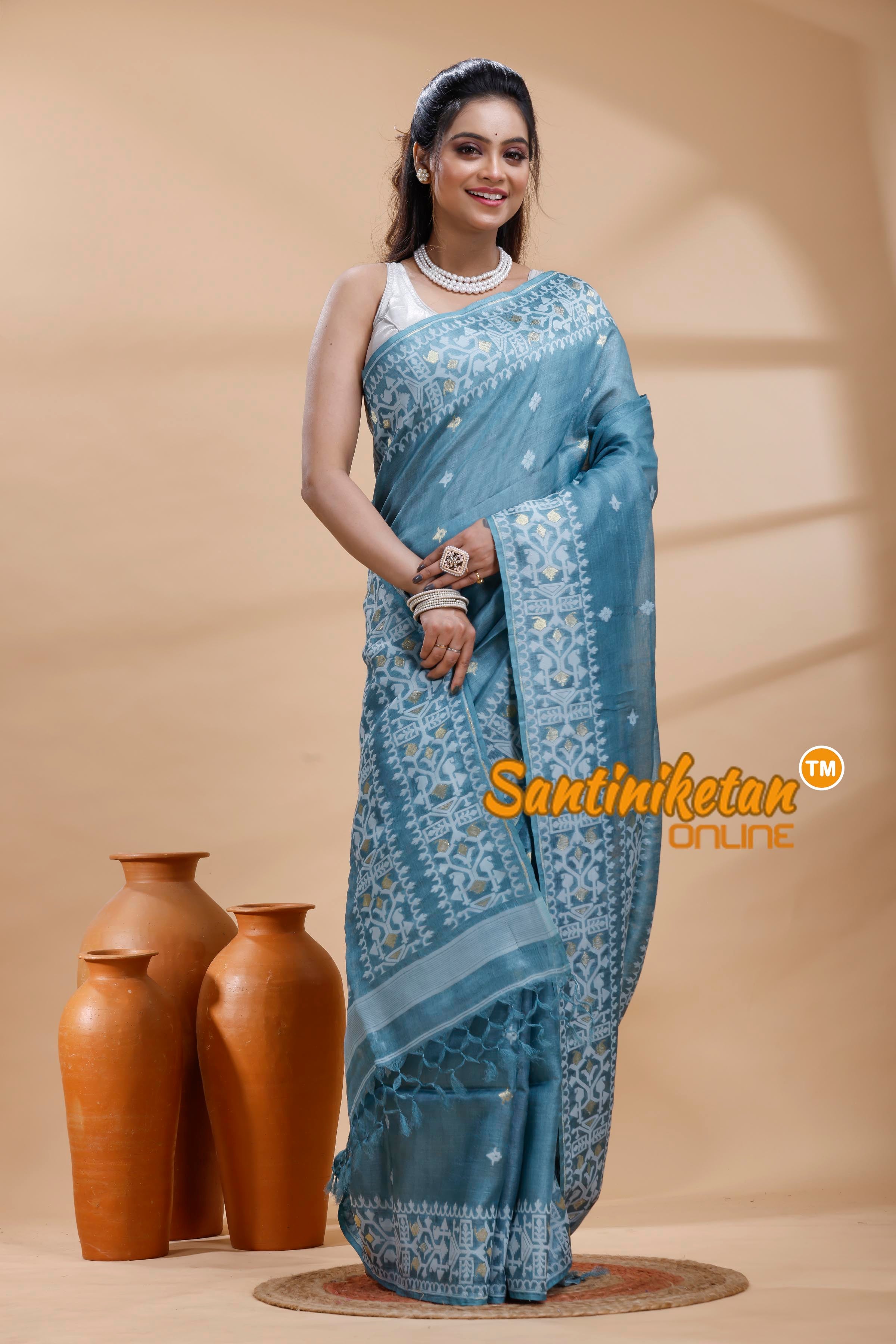 Pure Tussar Jamdani Saree