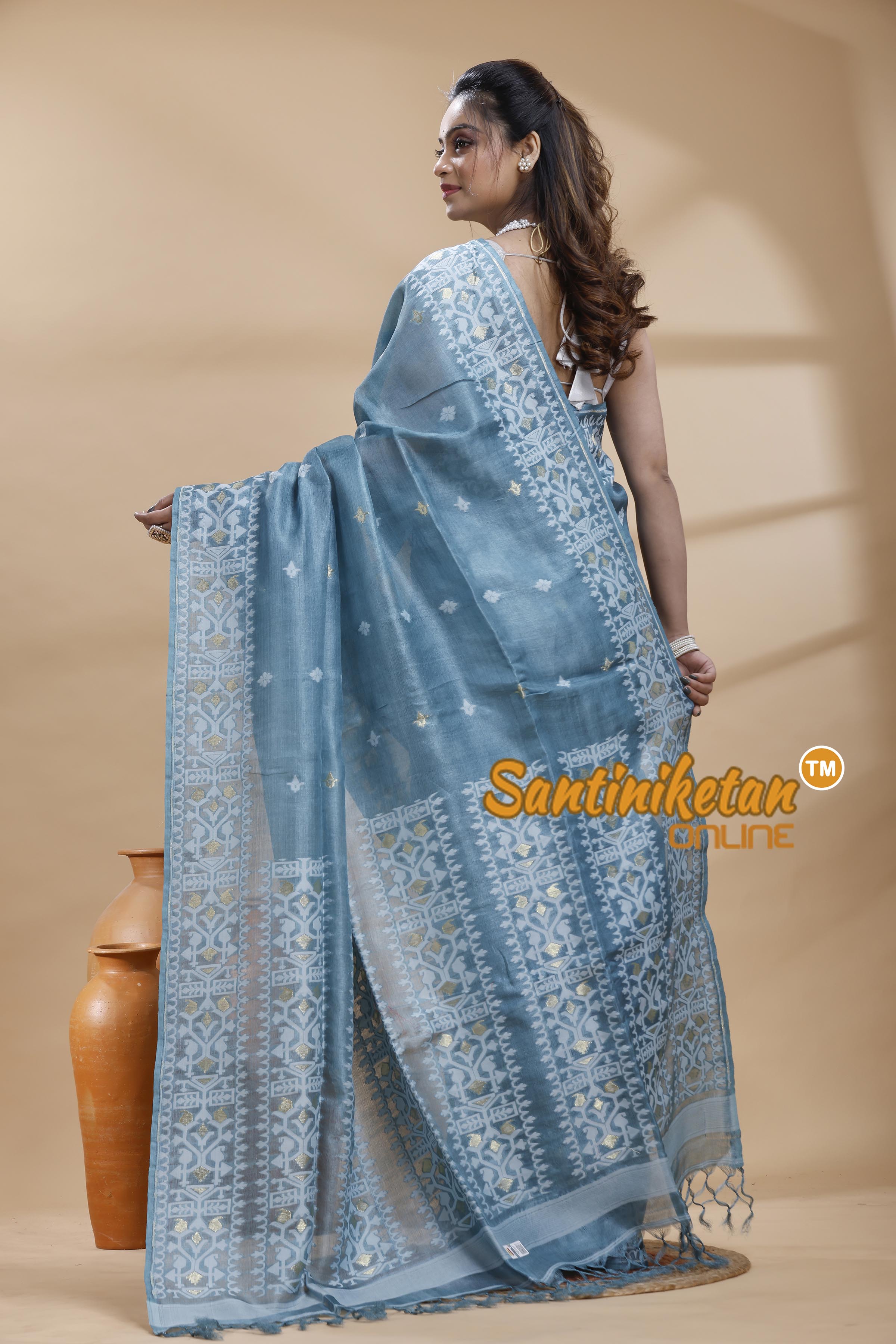Pure Tussar Jamdani Saree