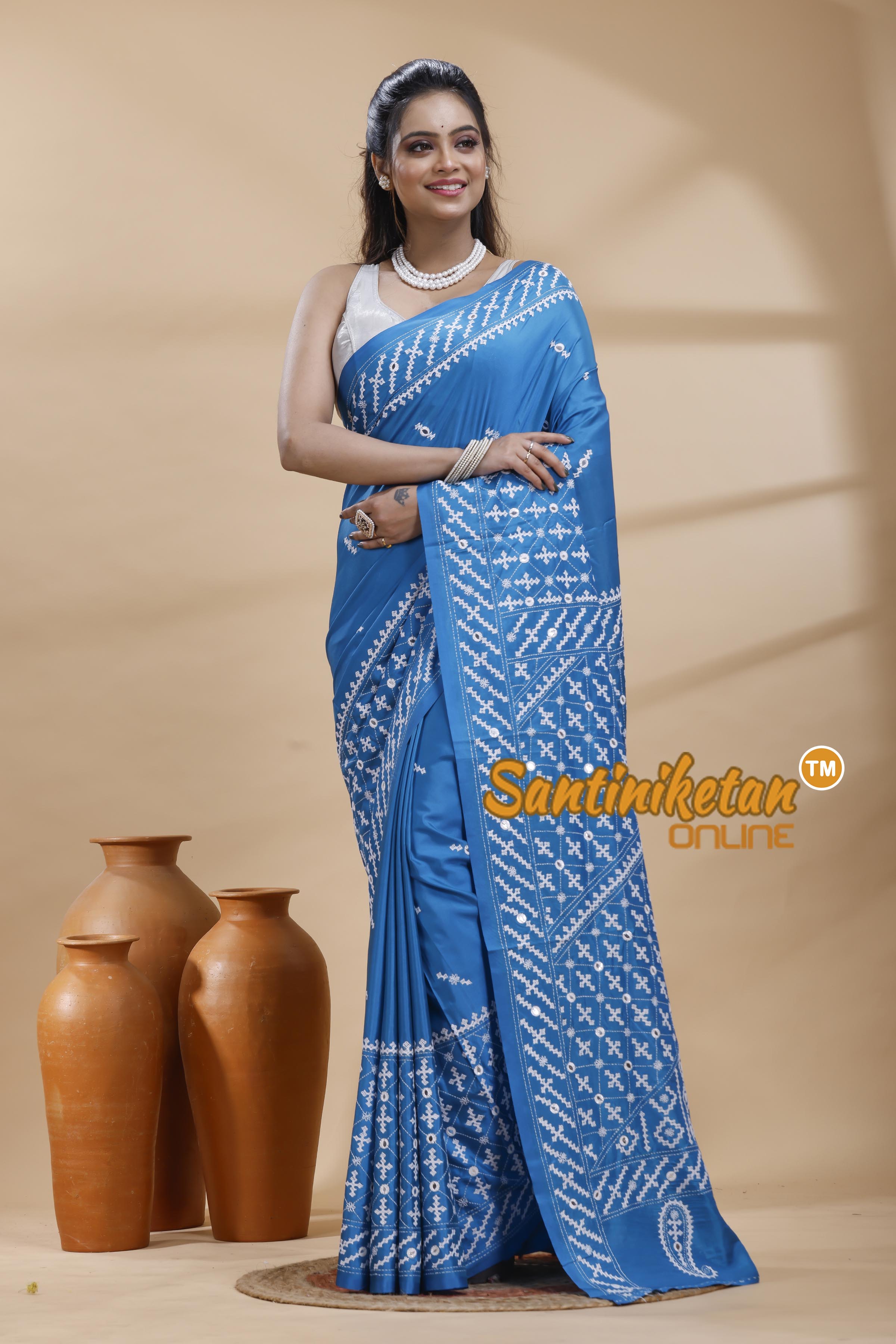 Bangalore Silk Gujrati Stitch Saree