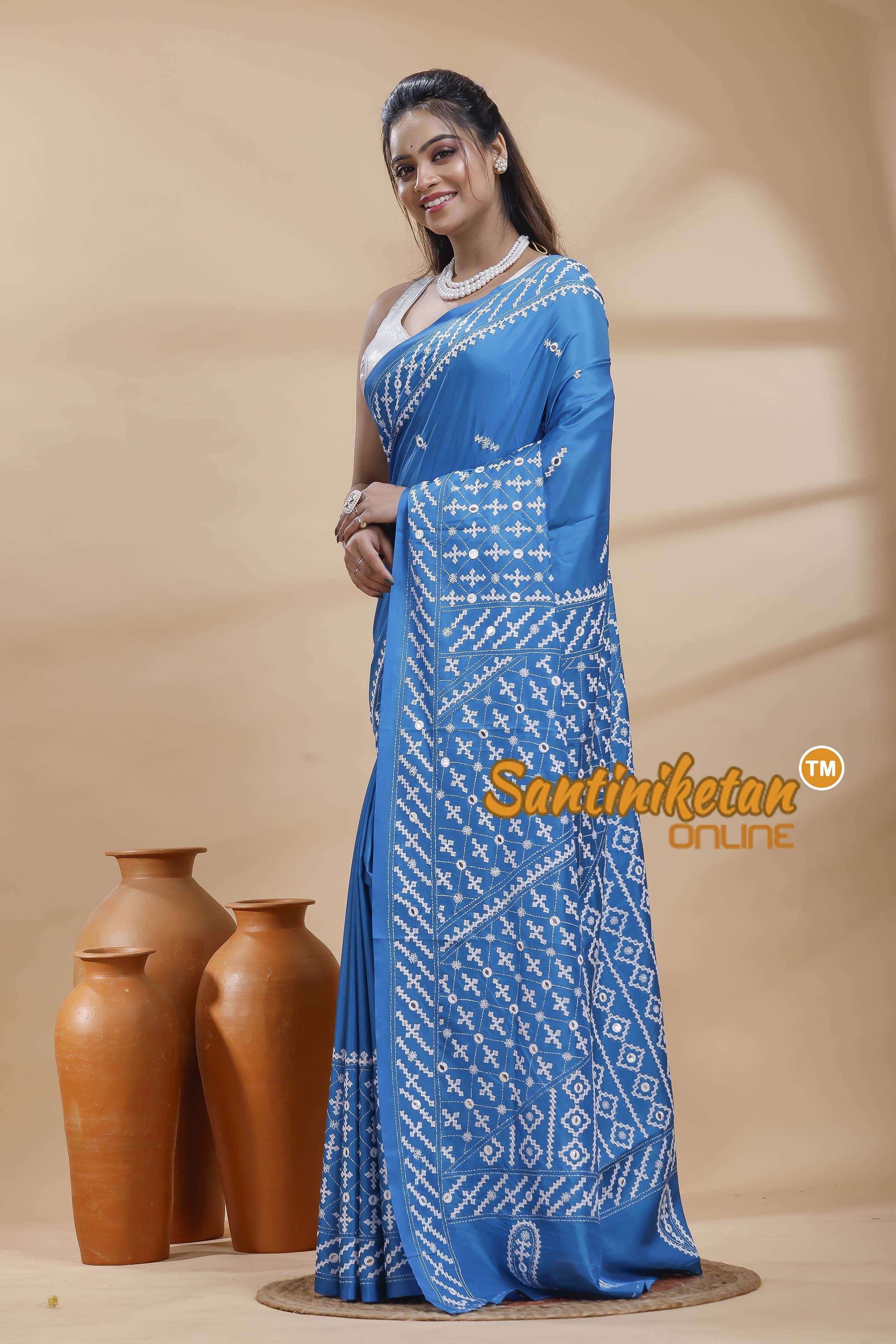 Bangalore Silk Gujrati Stitch Saree