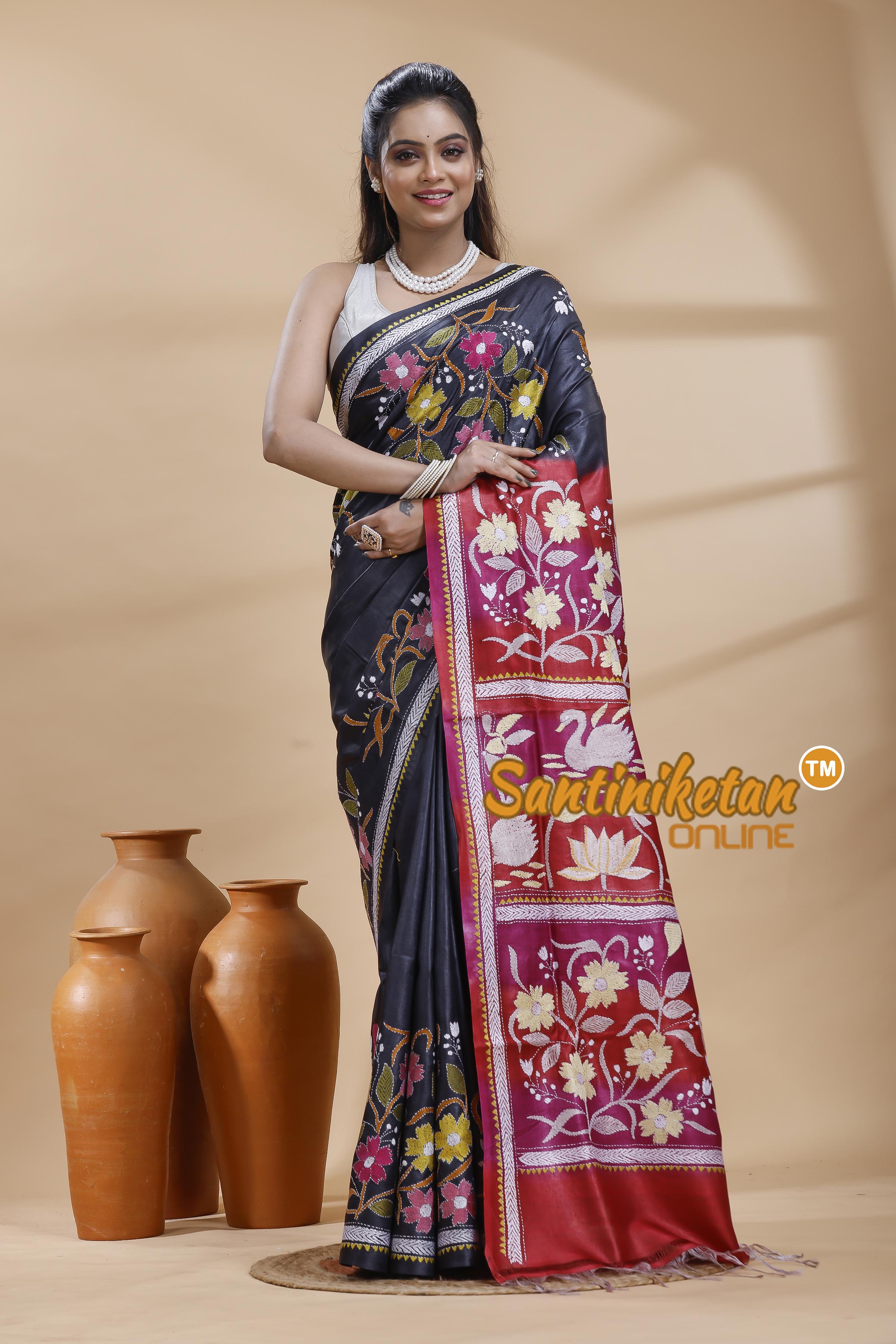 Tussar Silk Gujrati Stitch Saree