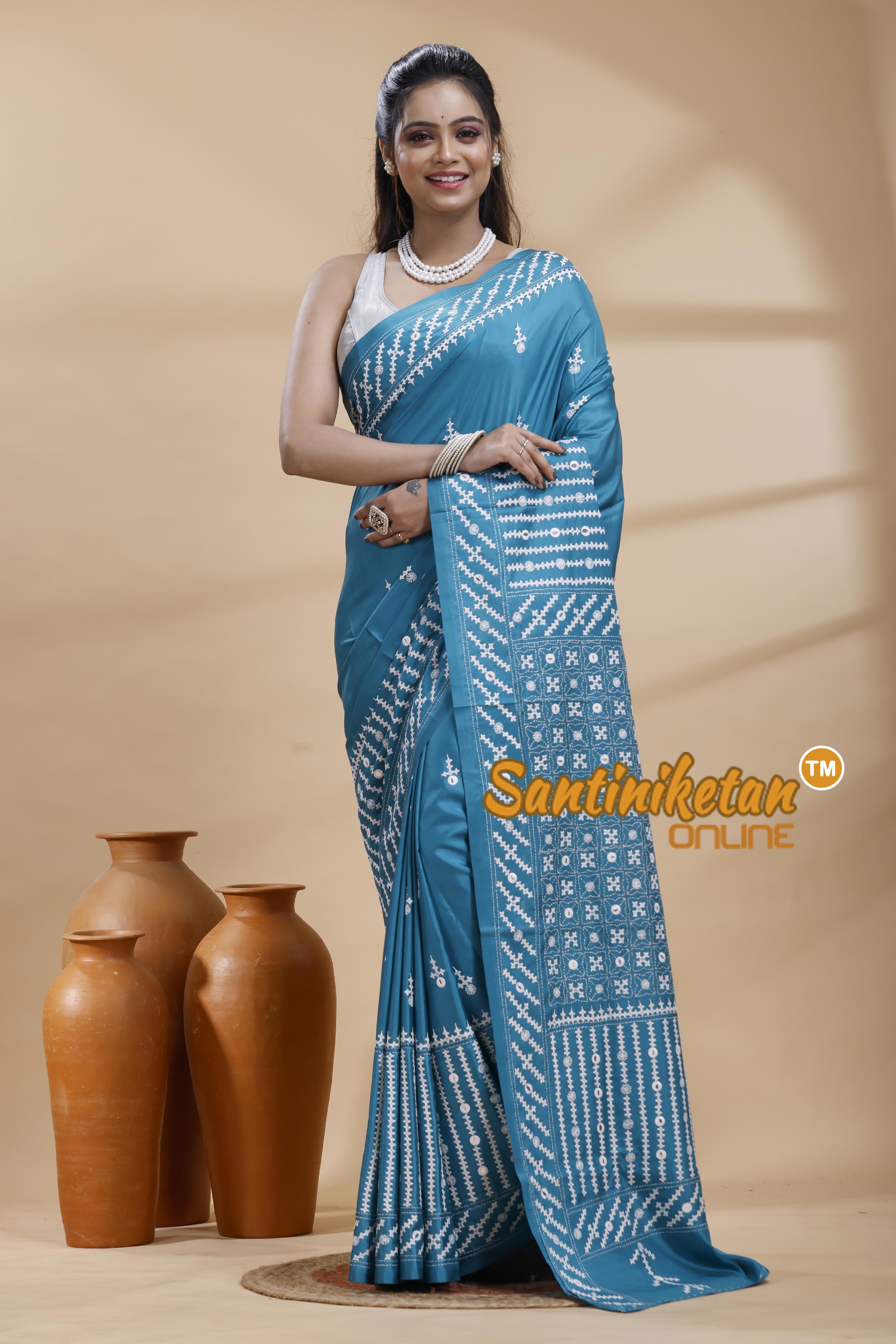Bangalore Silk Gujrati Stitch Saree