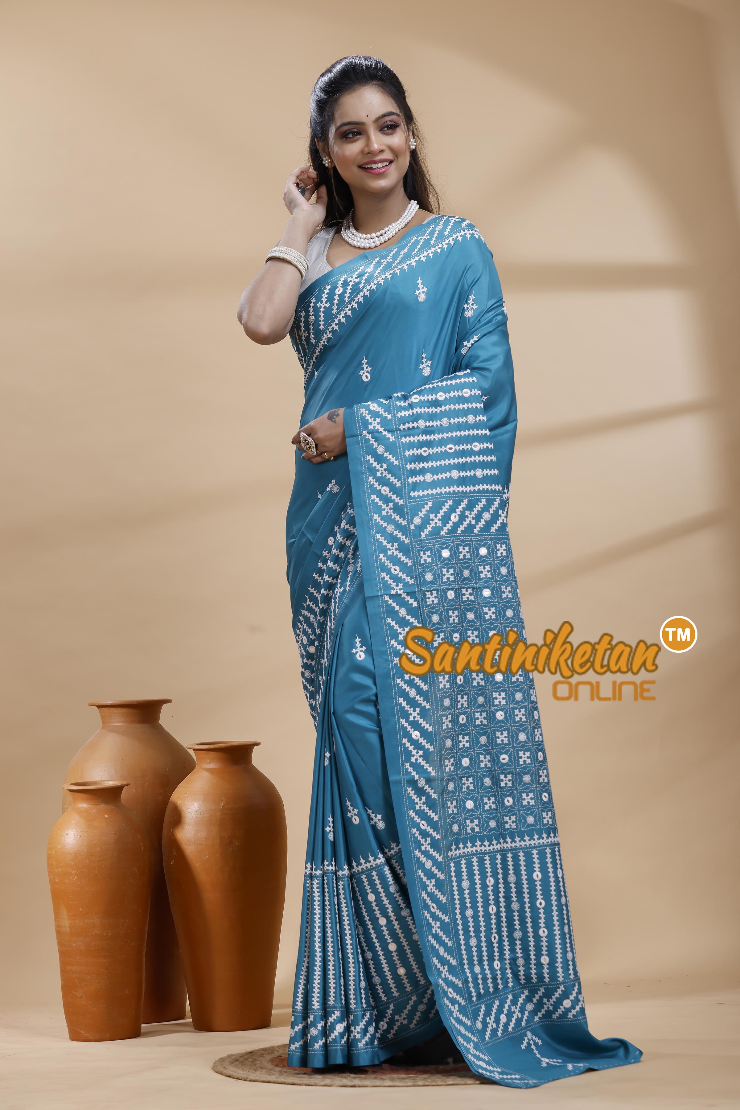 Bangalore Silk Gujrati Stitch Saree
