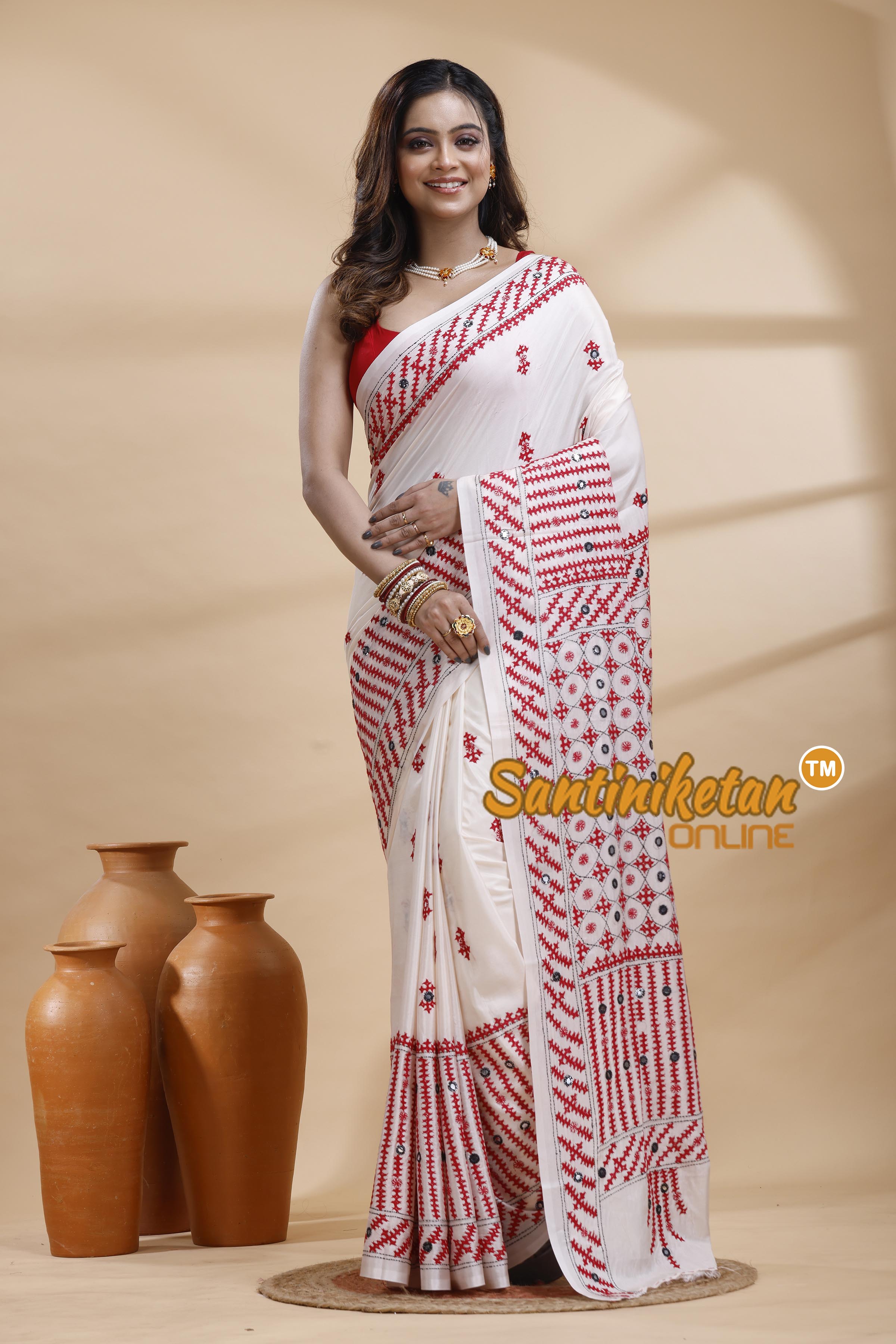 Bangalore Silk Gujrati Stitch Saree
