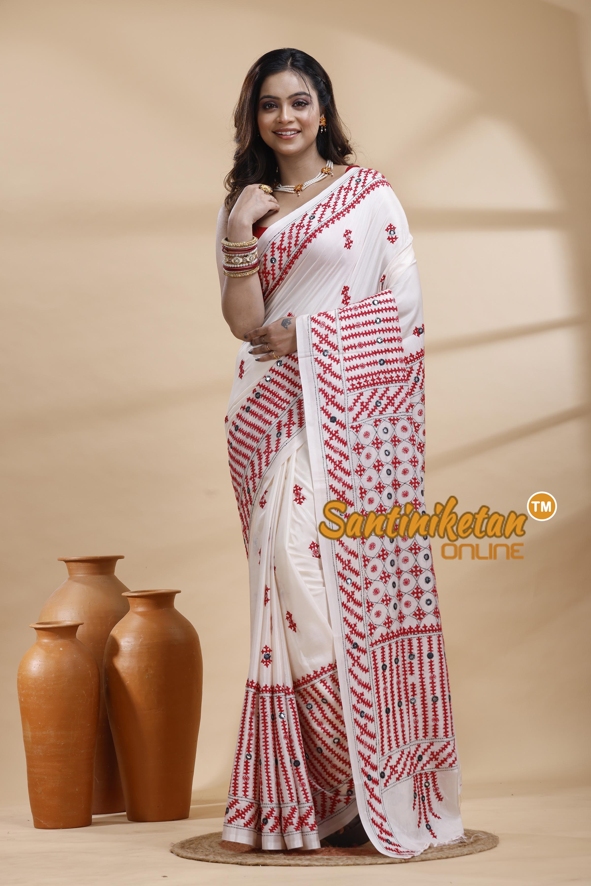 Bangalore Silk Gujrati Stitch Saree