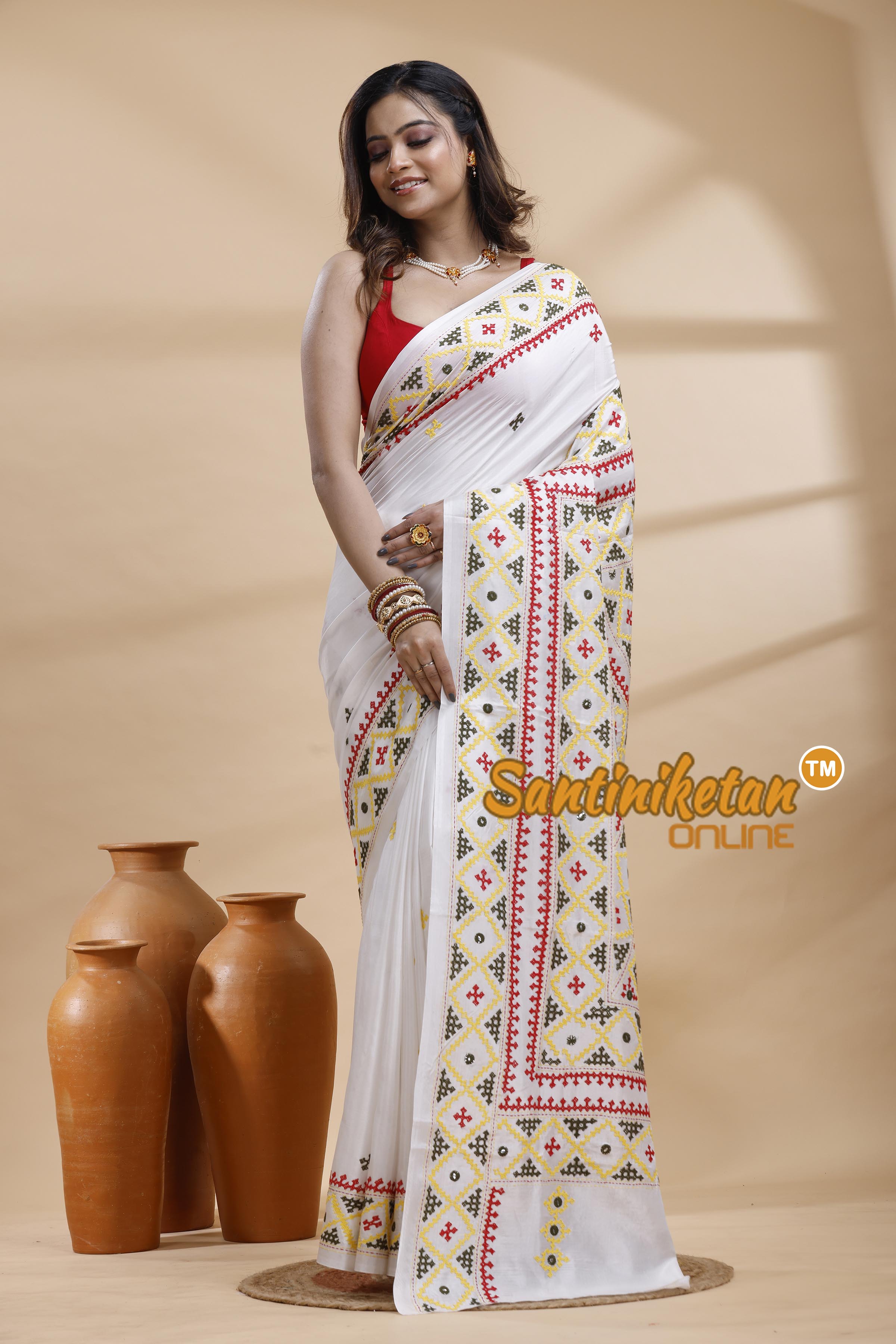 Bangalore Silk Gujrati Stitch Saree
