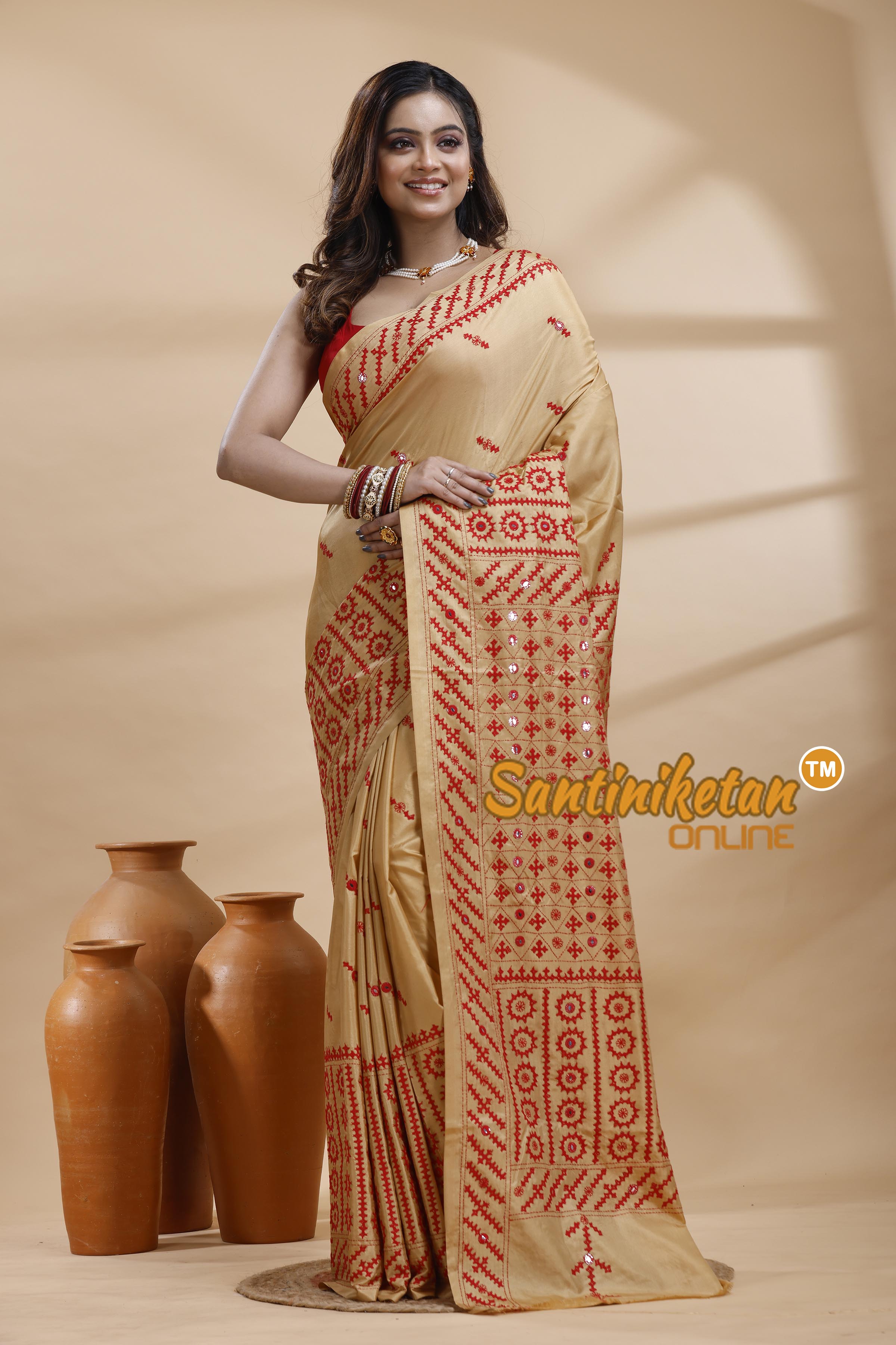 Bangalore Silk Gujrati Stitch Saree