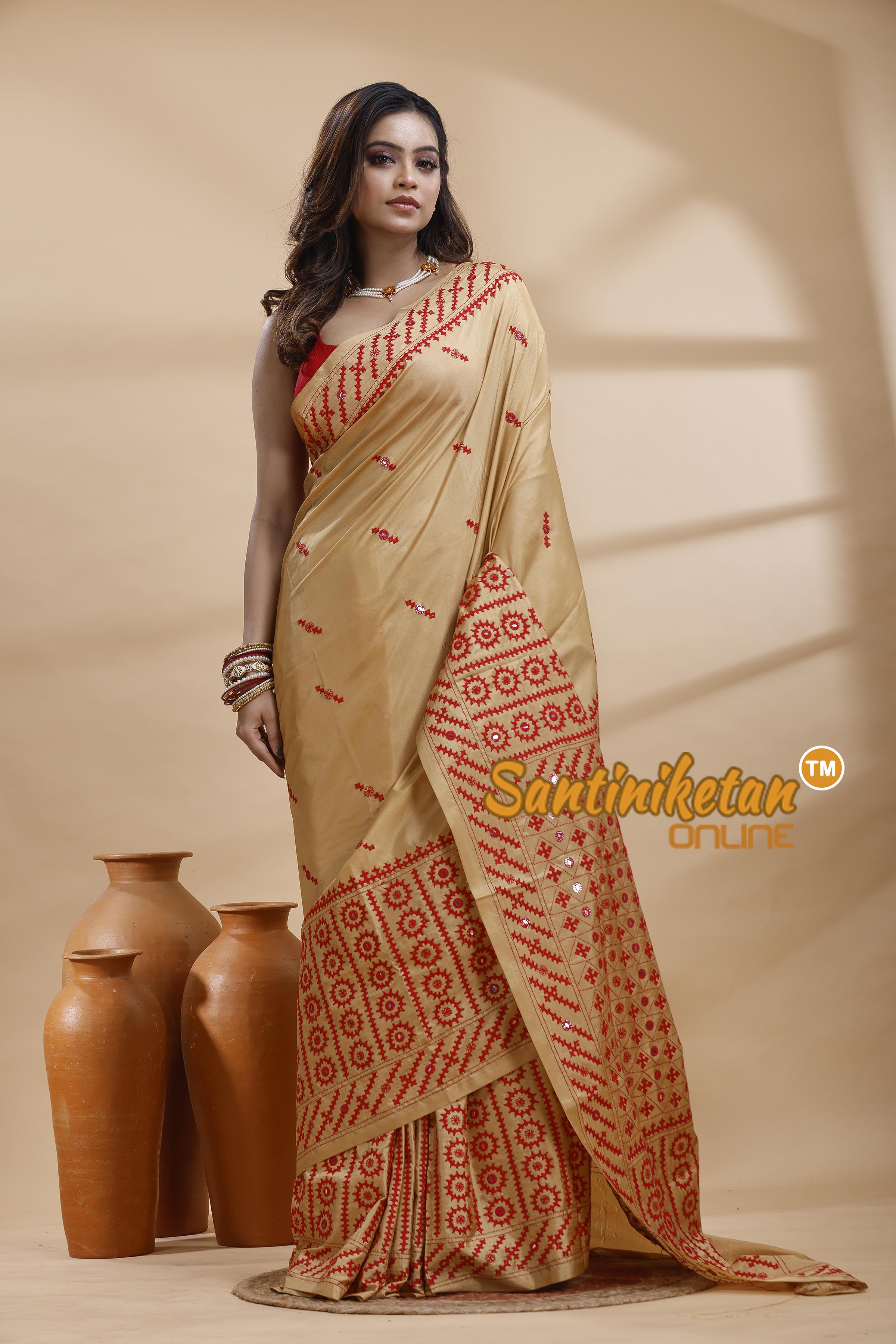 Bangalore Silk Gujrati Stitch Saree