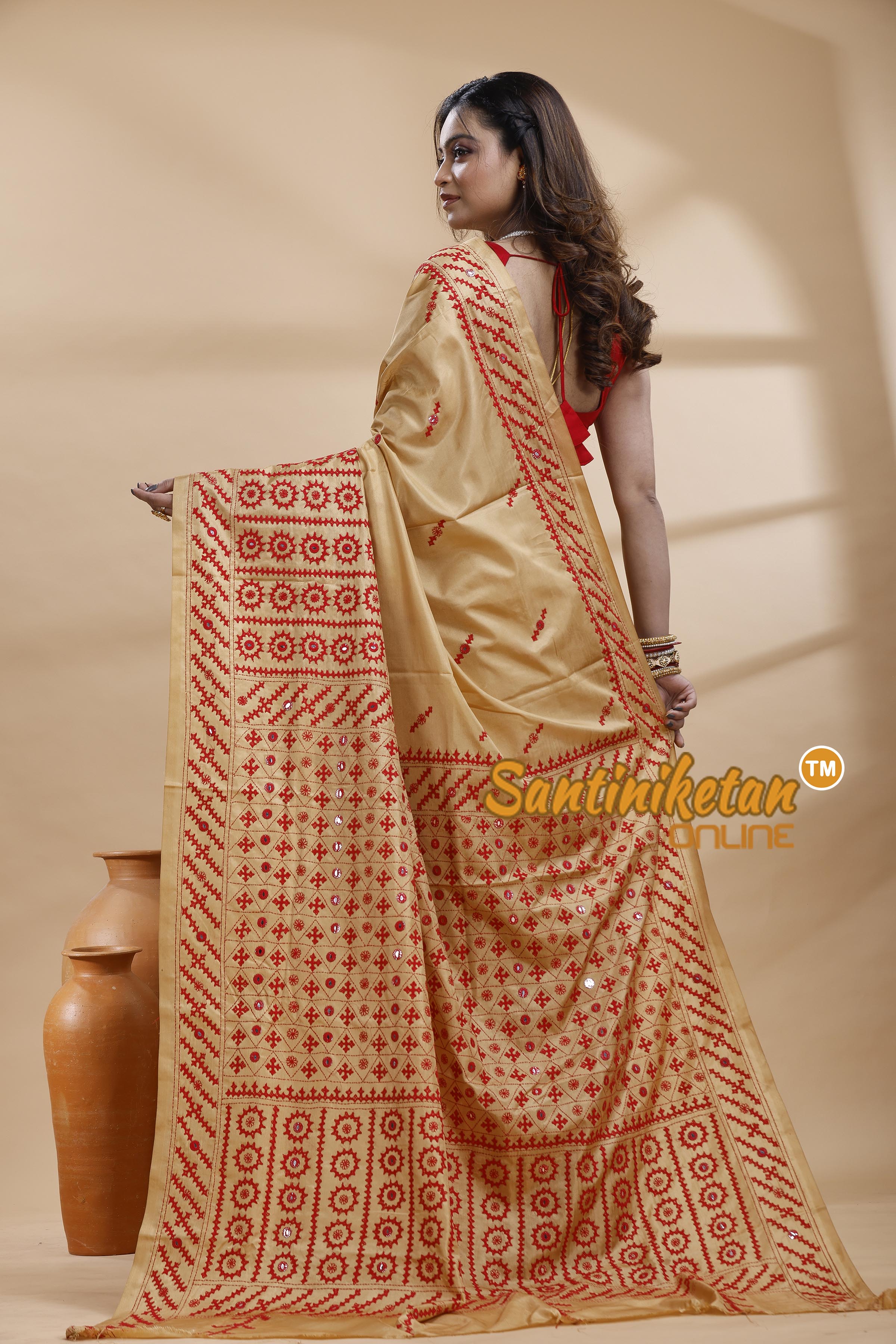 Bangalore Silk Gujrati Stitch Saree
