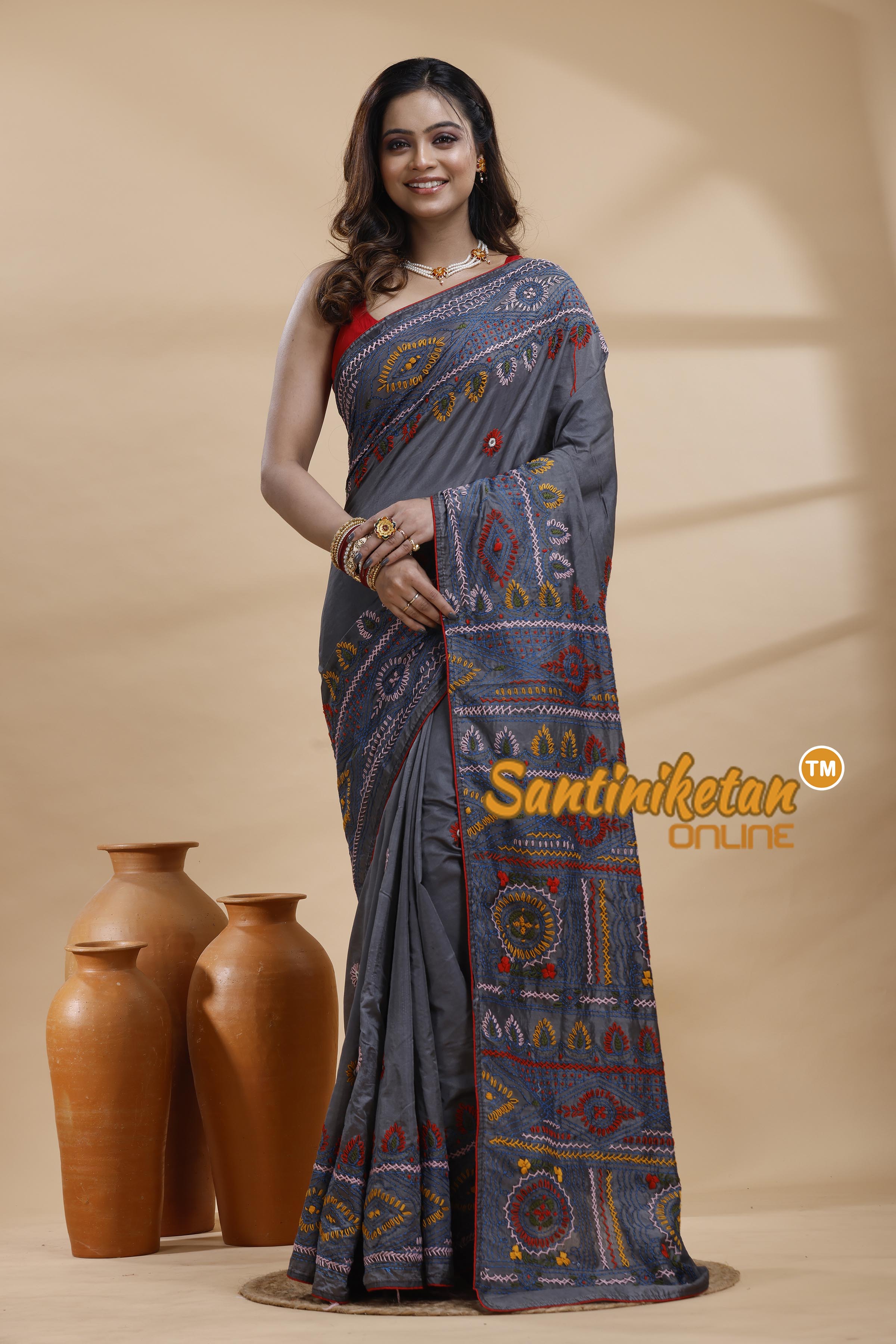 Bangalore Silk Lambani Stitch Saree