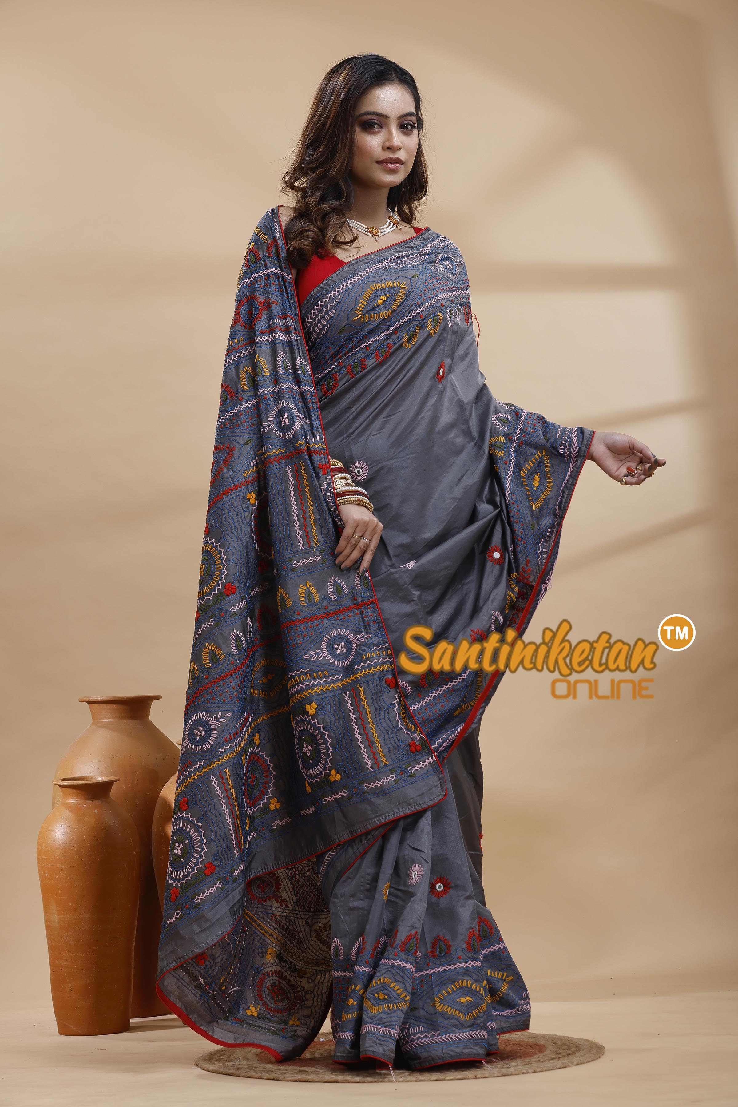 Bangalore Silk Lambani Stitch Saree