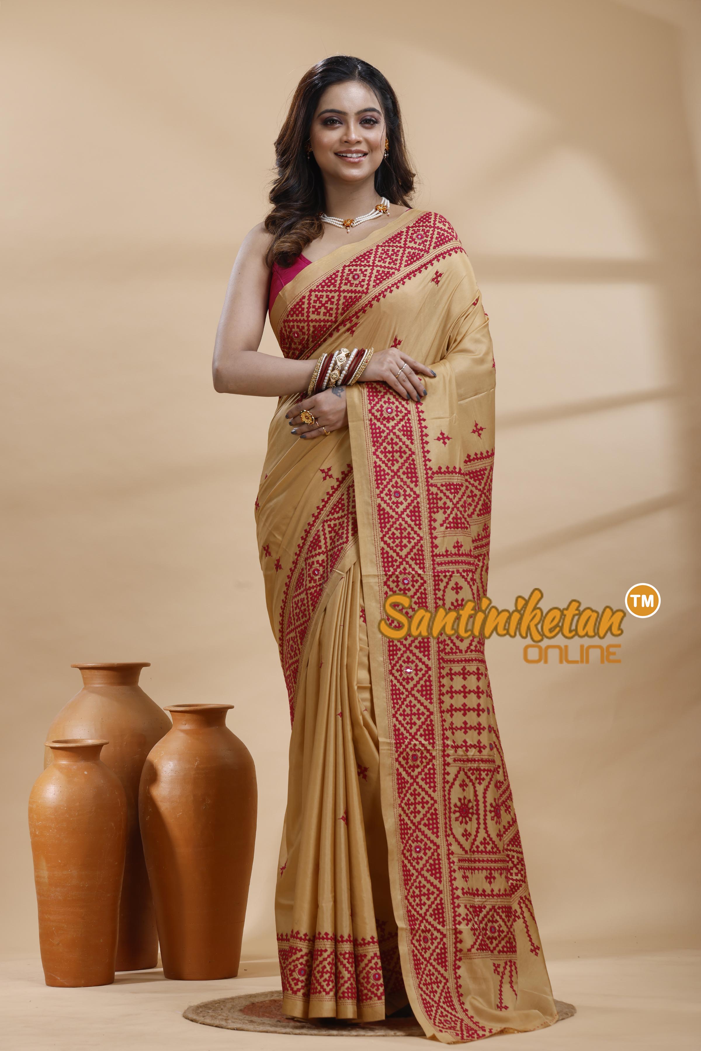Bangalore Silk Gujrati Stitch Saree