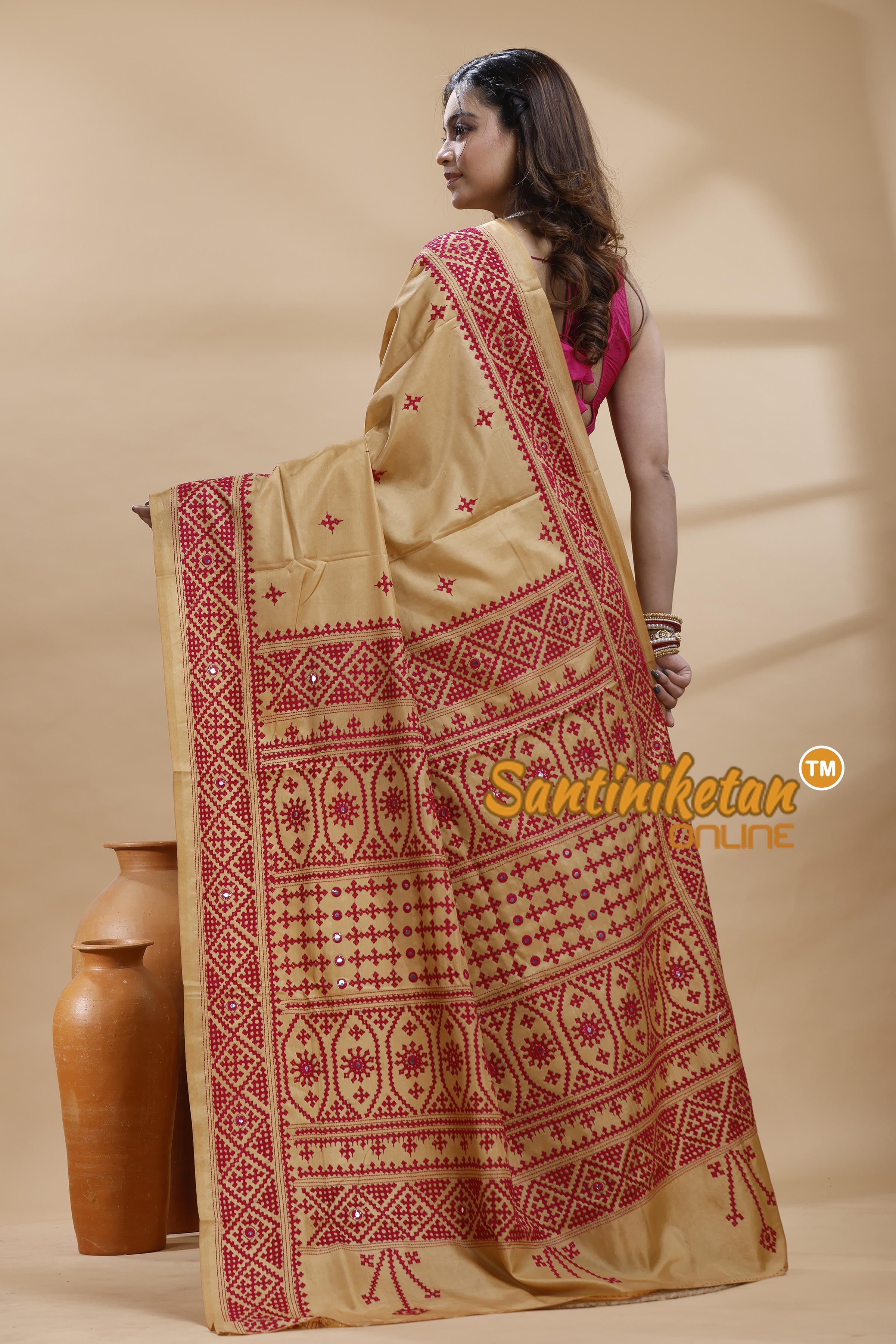 Bangalore Silk Gujrati Stitch Saree