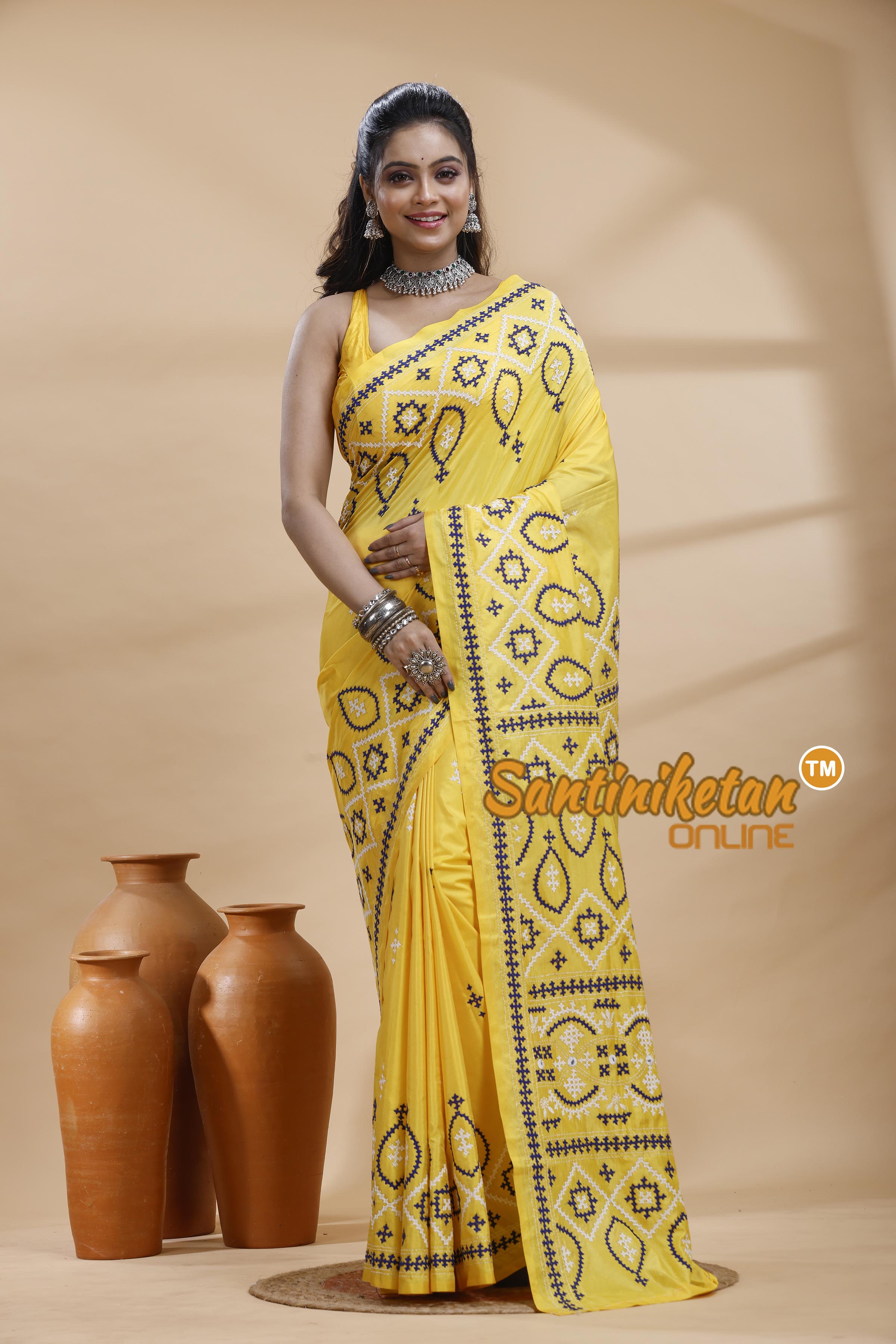 Bangalore Silk Gujrati Stitch Saree