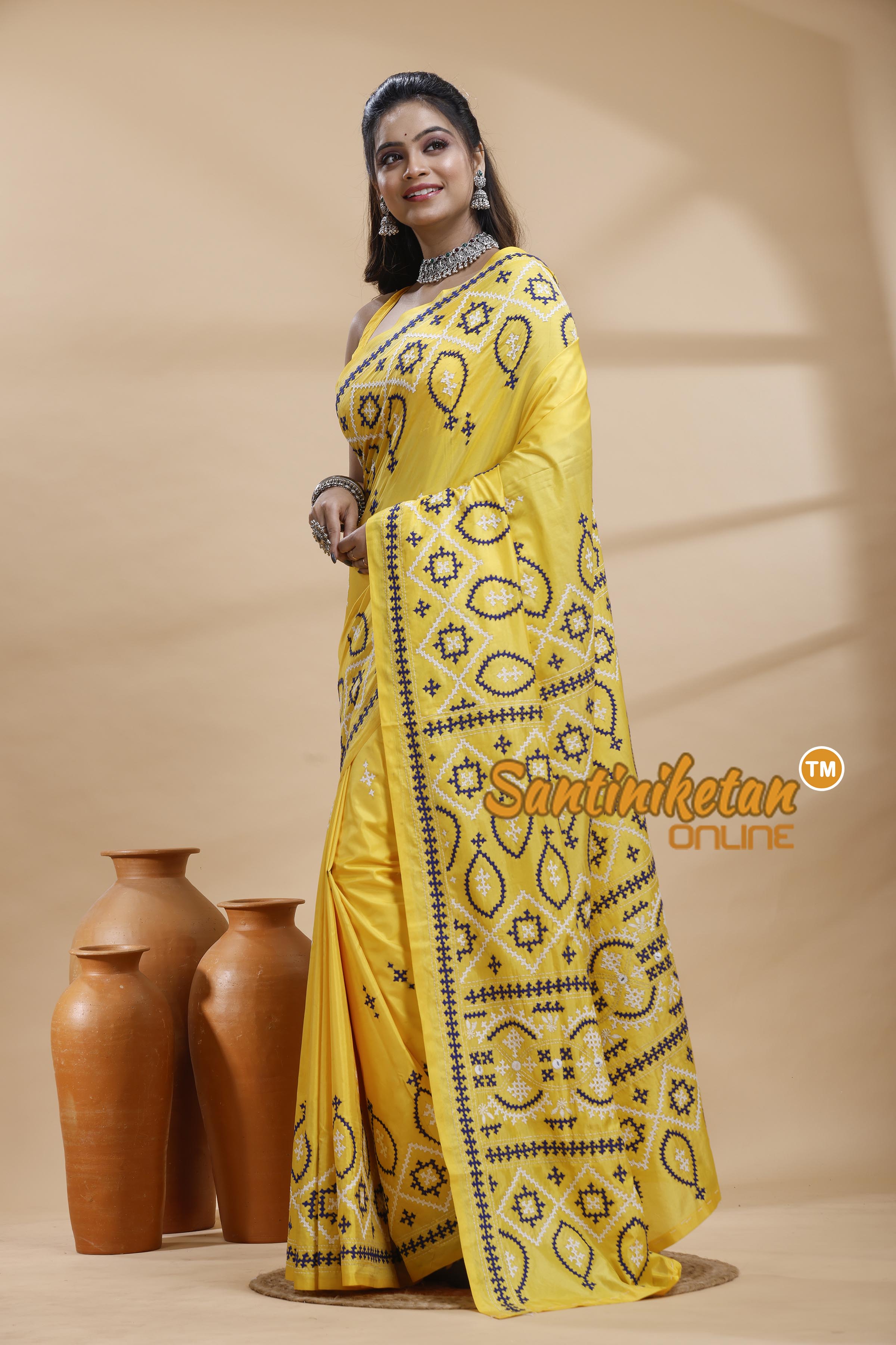 Bangalore Silk Gujrati Stitch Saree