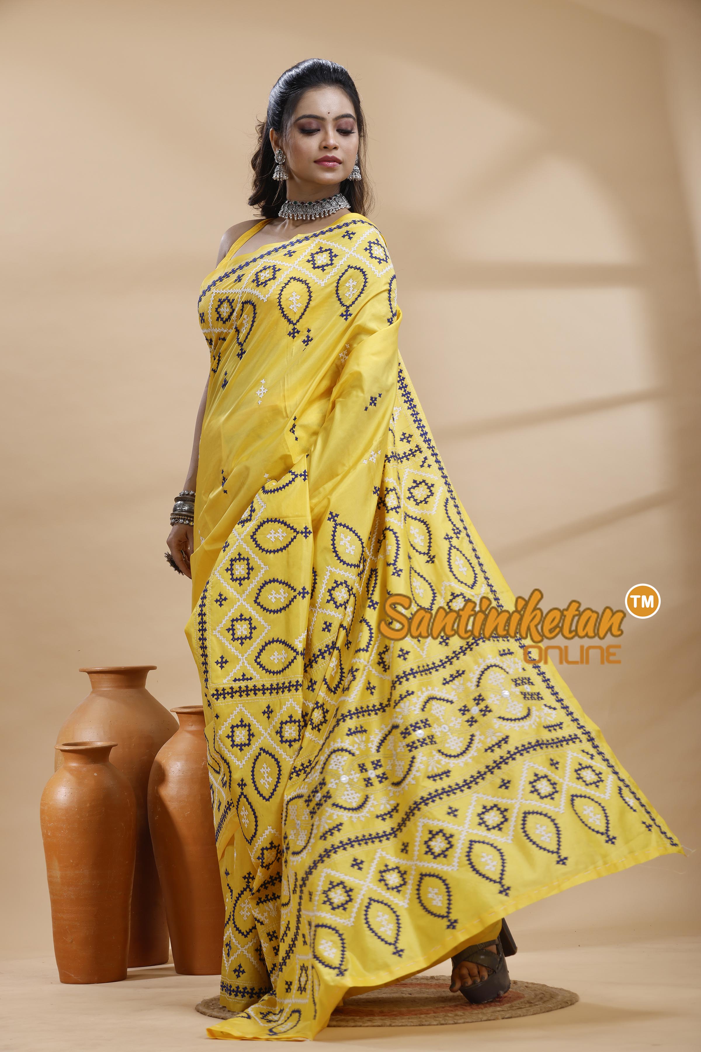 Bangalore Silk Gujrati Stitch Saree