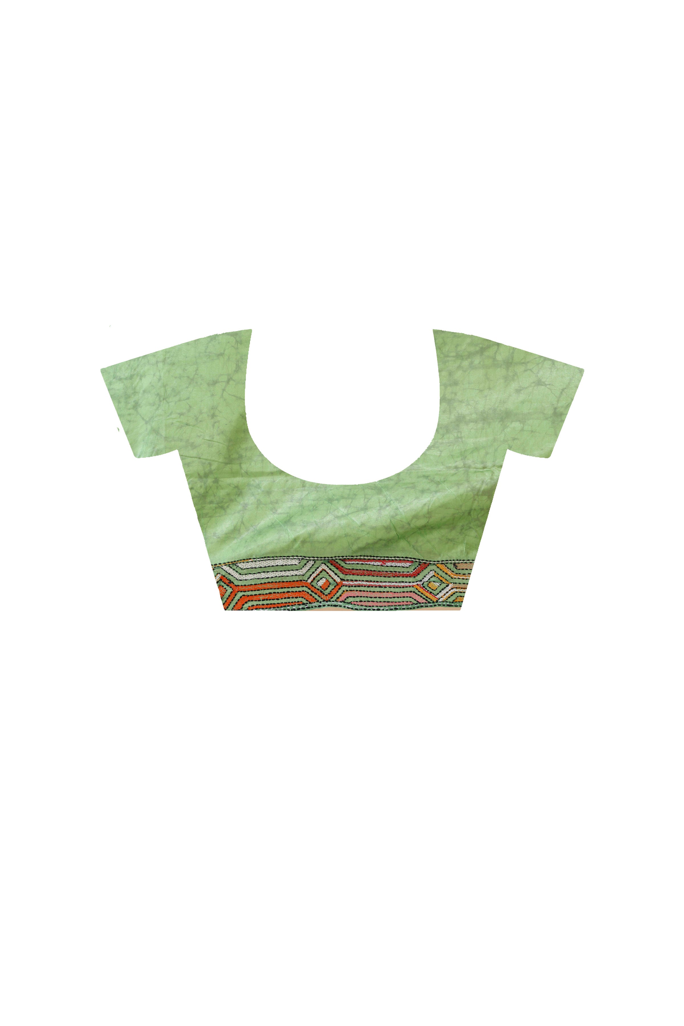 Bangalore Silk Batik Kantha Stitch Saree